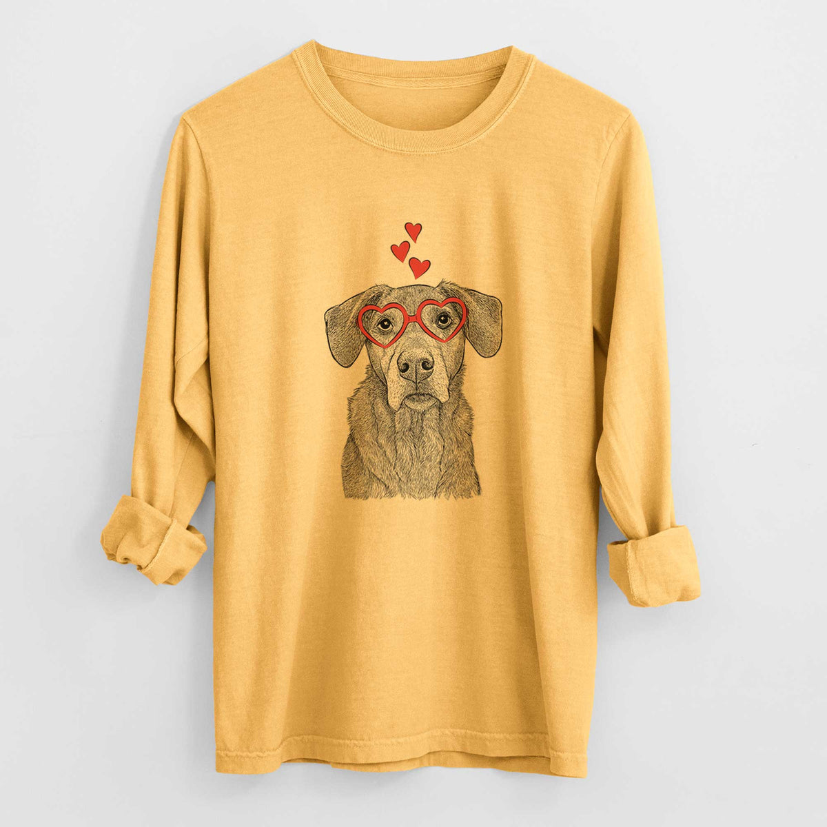 Valentine Gravy the Plott Hound Beagle Mix - Heavyweight 100% Cotton Long Sleeve