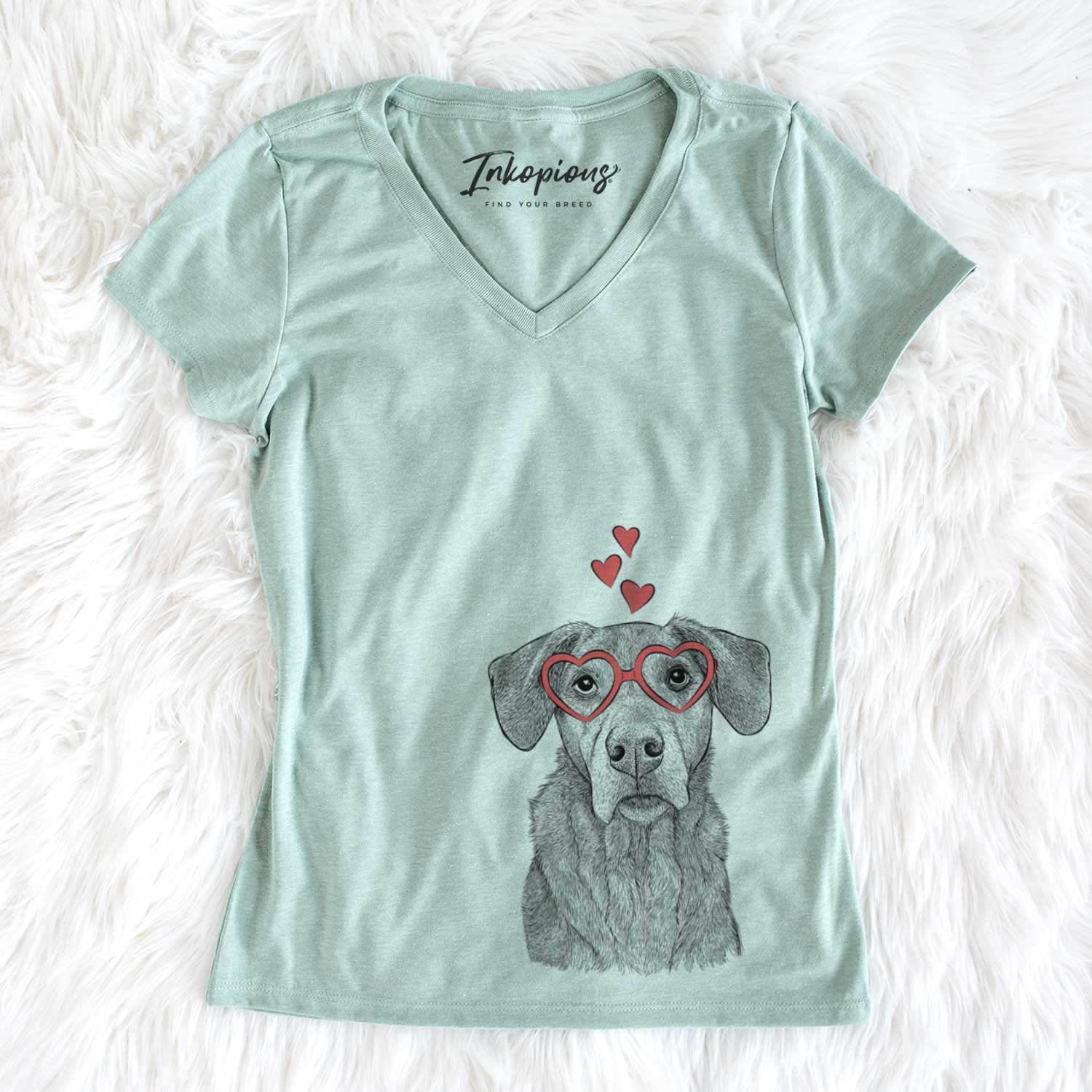 Valentine Gravy the Plott Hound Beagle Mix - Women's V-neck Shirt