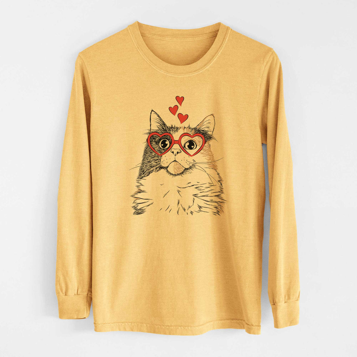 Valentine Greta the Calico Cat - Heavyweight 100% Cotton Long Sleeve