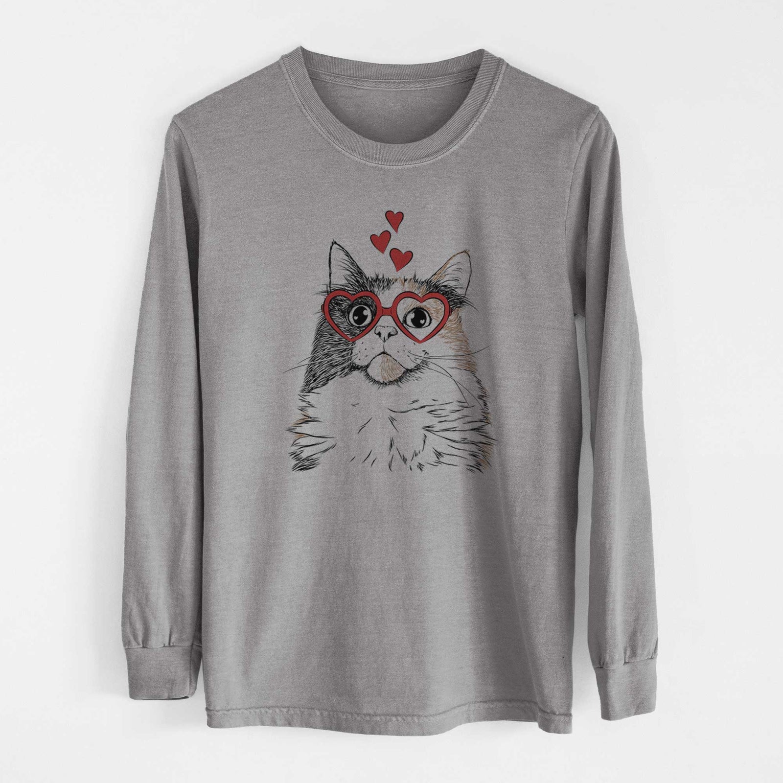 Valentine Greta the Calico Cat - Heavyweight 100% Cotton Long Sleeve