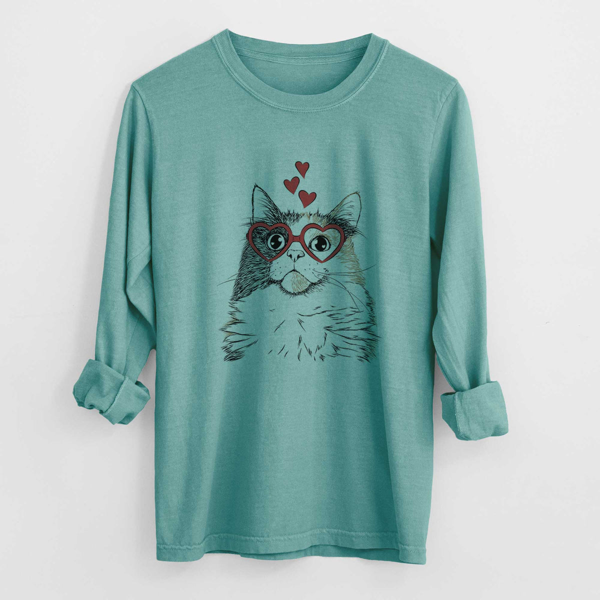 Valentine Greta the Calico Cat - Heavyweight 100% Cotton Long Sleeve