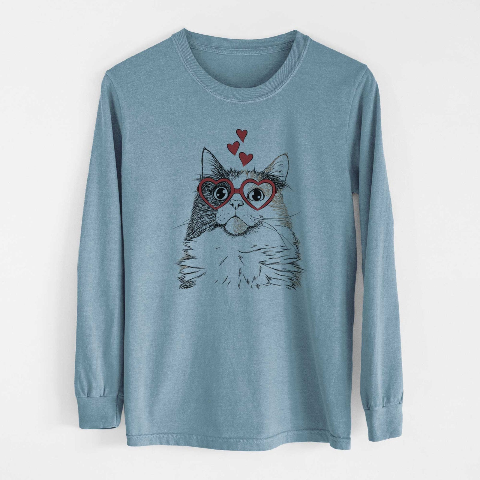 Valentine Greta the Calico Cat - Heavyweight 100% Cotton Long Sleeve