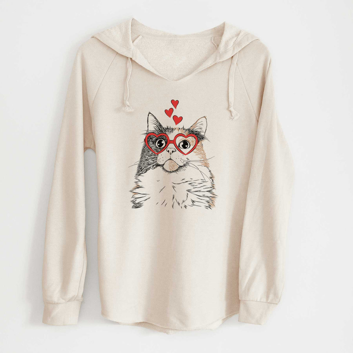 Valentine Greta the Calico Cat - Cali Wave Hooded Sweatshirt
