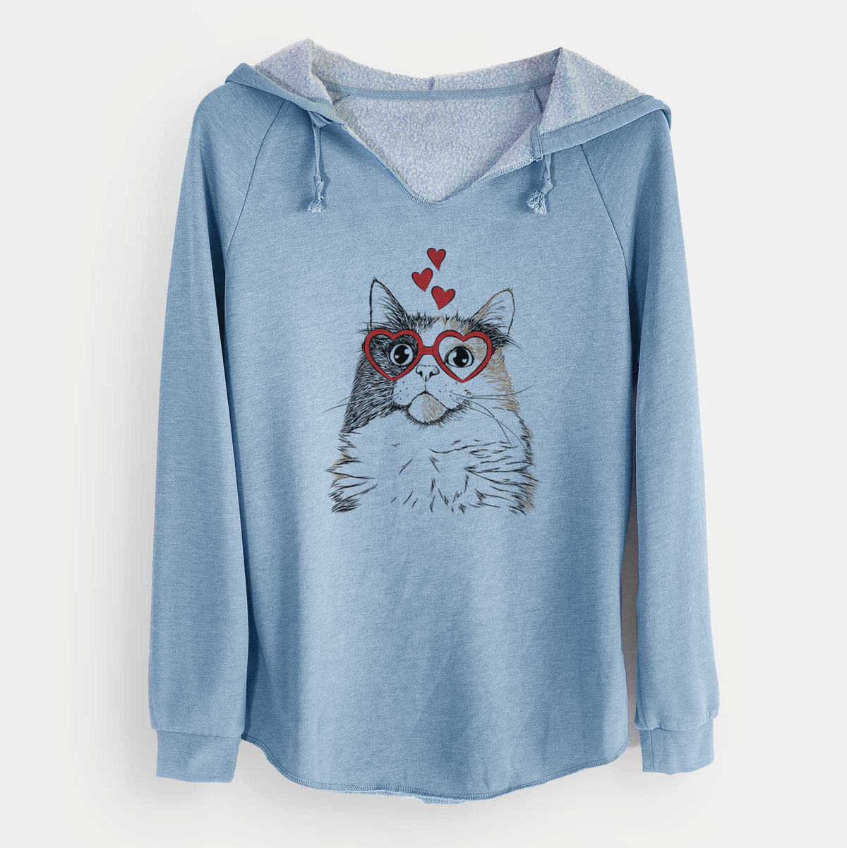 Valentine Greta the Calico Cat - Cali Wave Hooded Sweatshirt