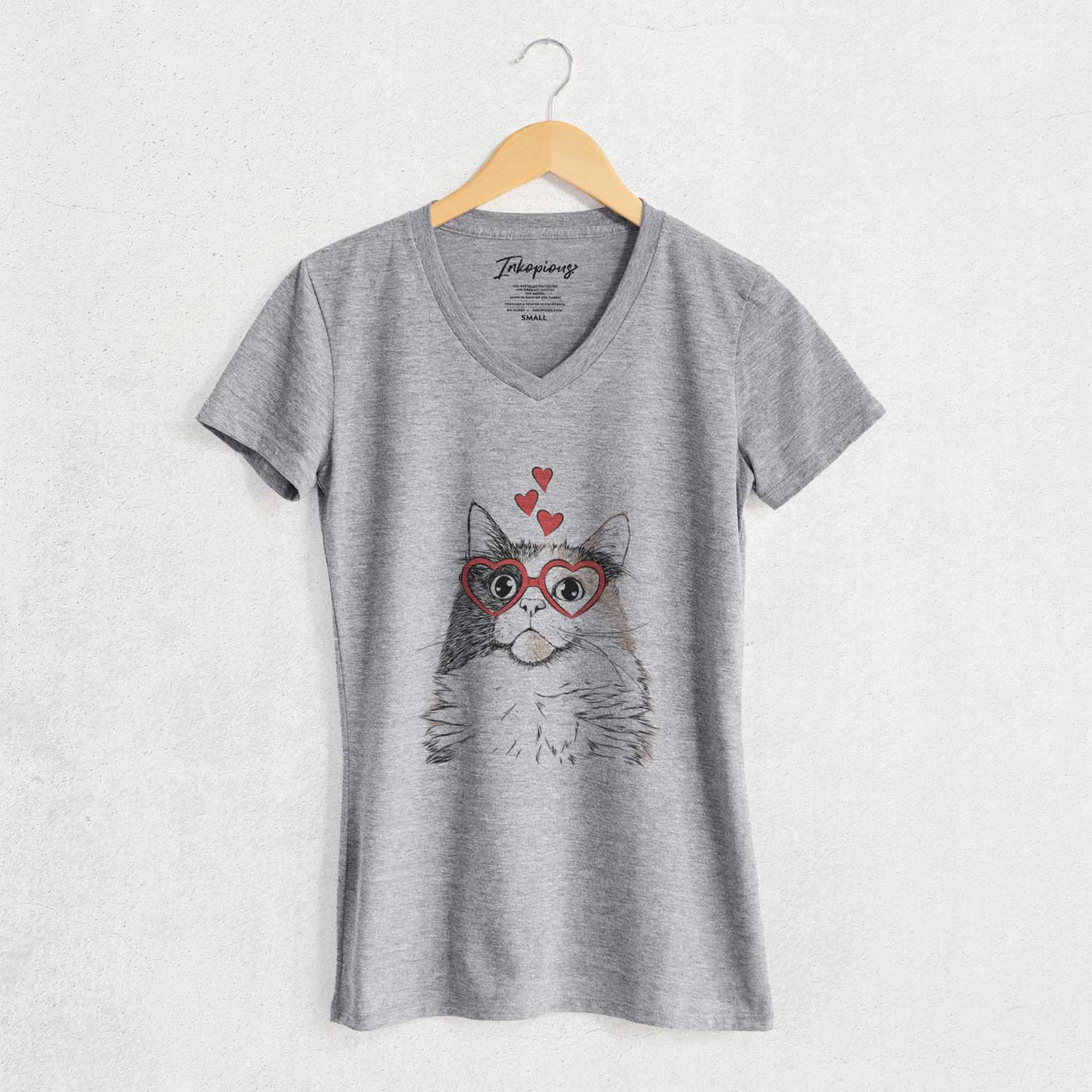 Valentine Greta the Calico Cat - Women's V-neck Shirt