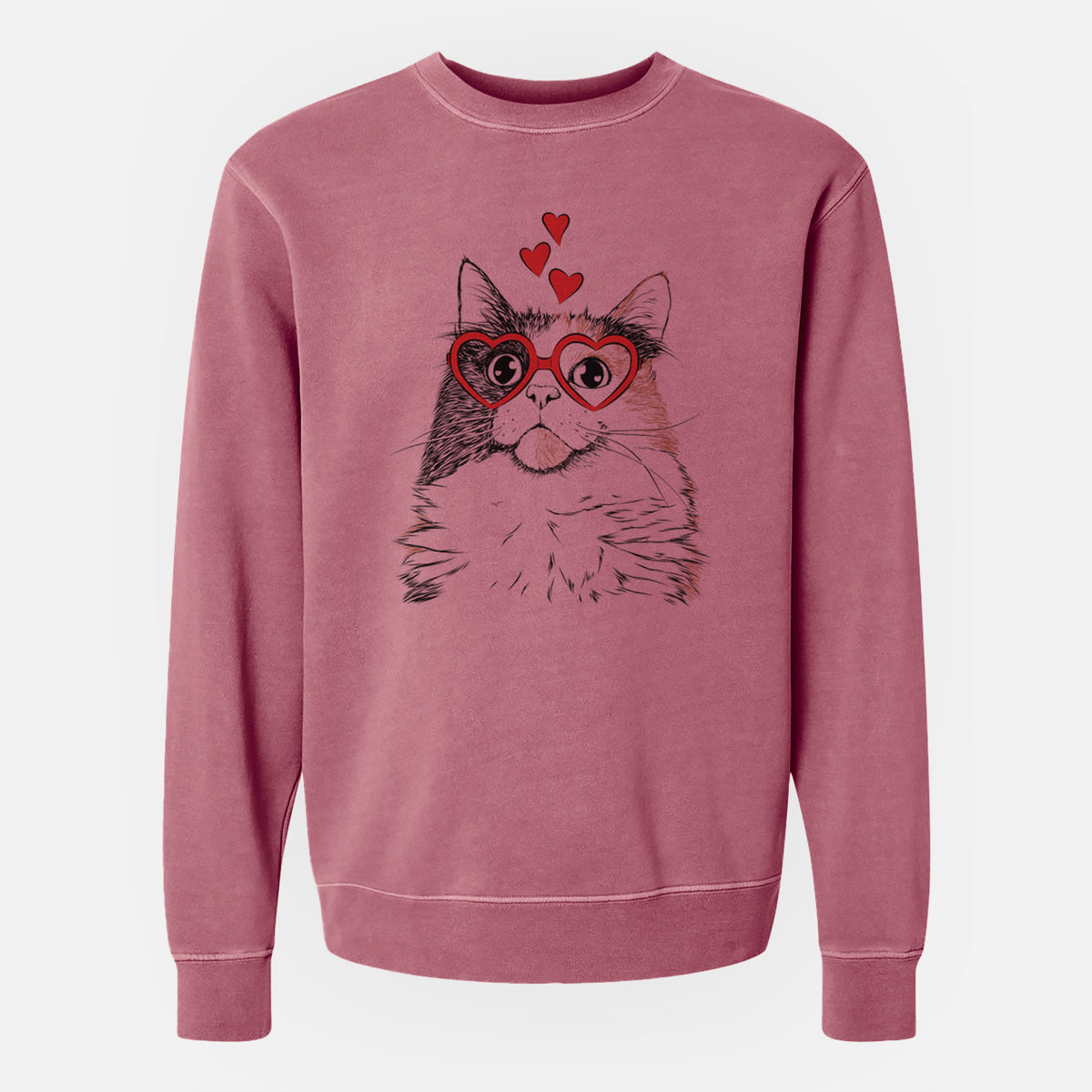 Valentine Greta the Calico Cat - Unisex Pigment Dyed Crew Sweatshirt