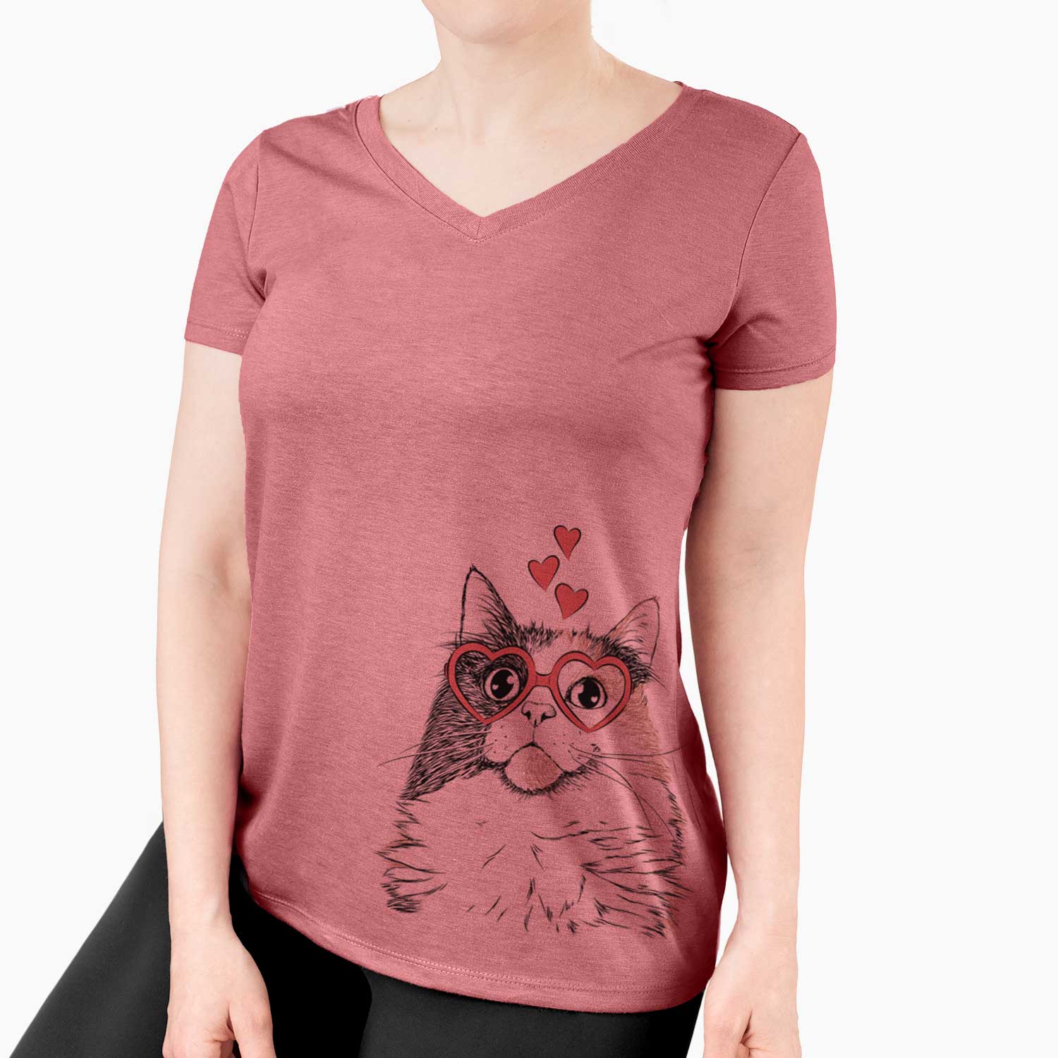 Valentine Greta the Calico Cat - Women's V-neck Shirt