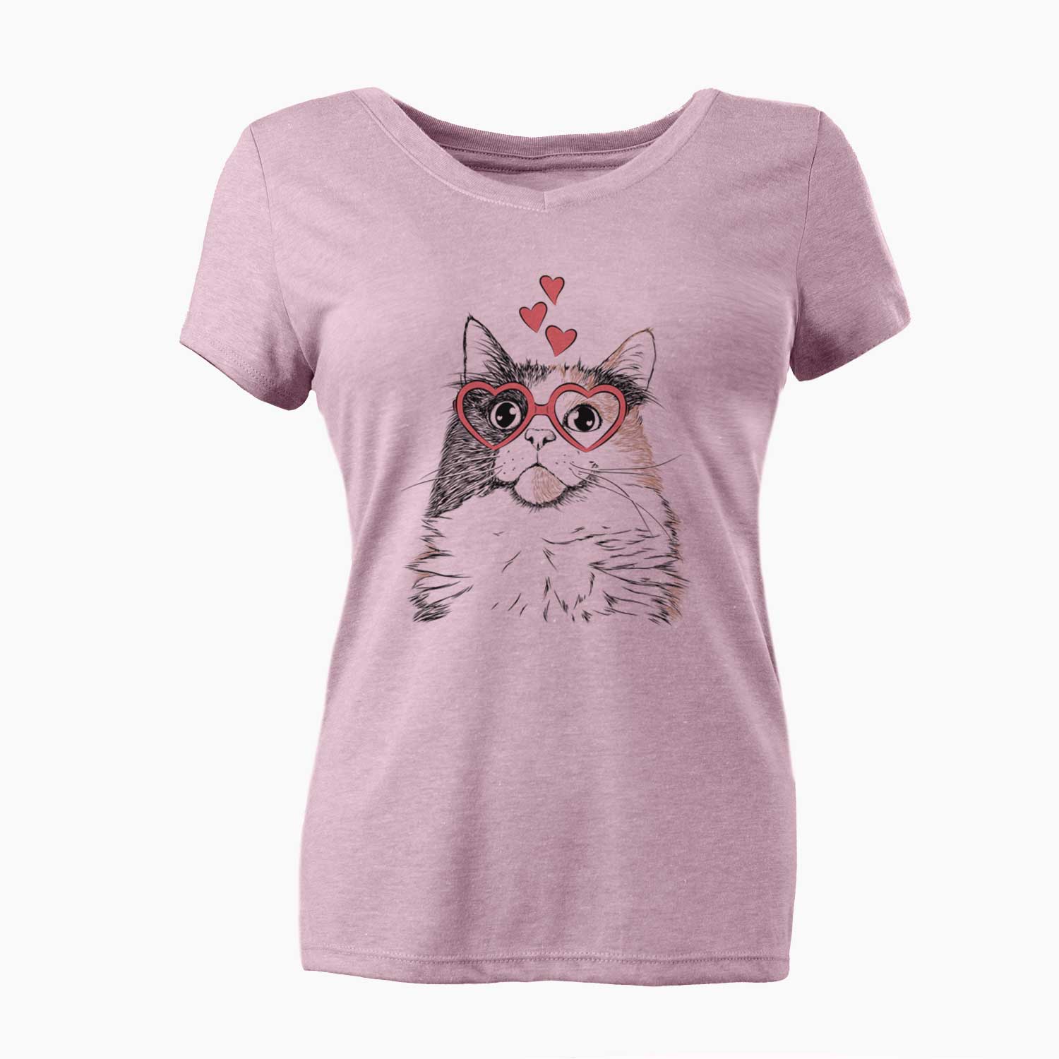 Valentine Greta the Calico Cat - Women's V-neck Shirt