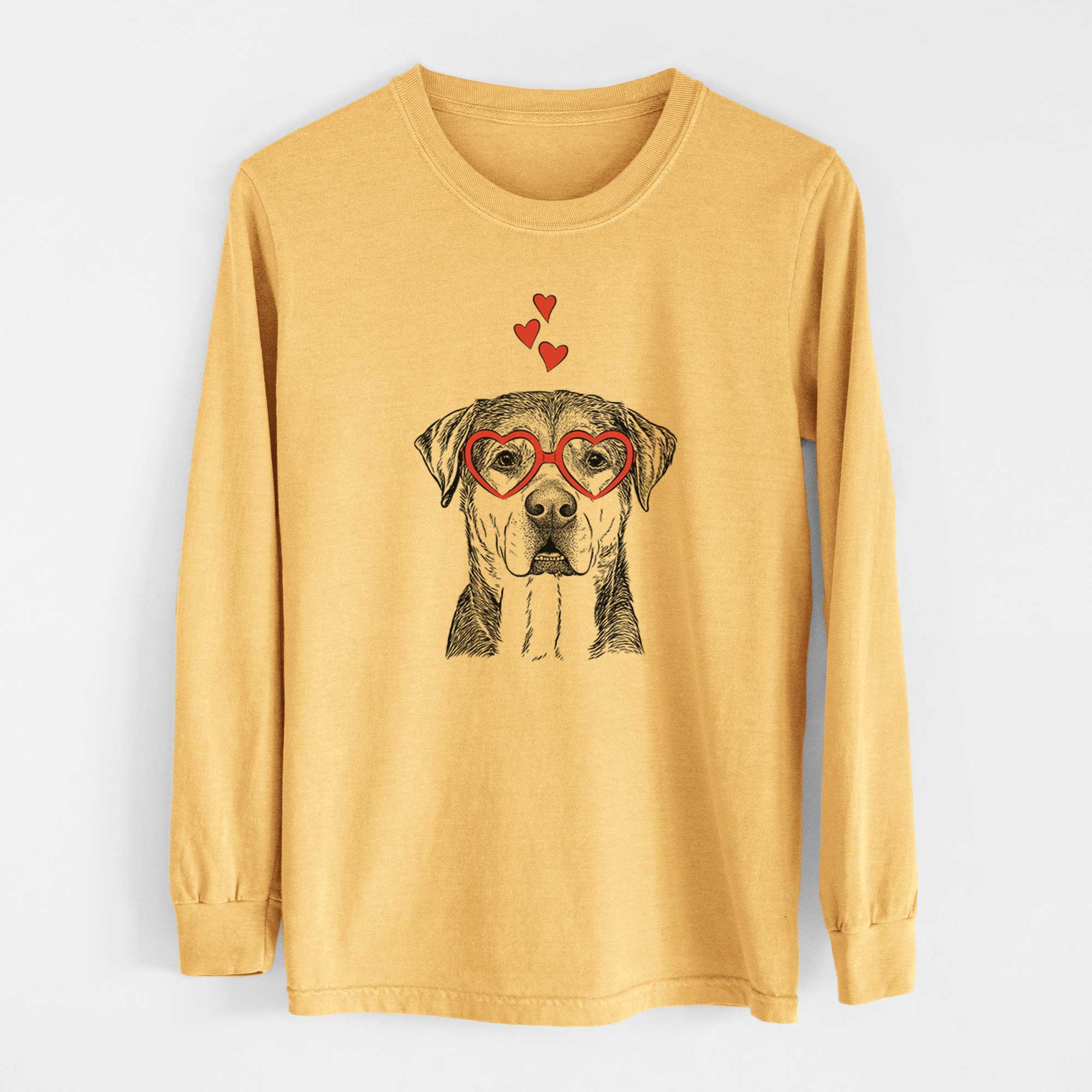 Valentine Gus the Rottweiler Mix - Heavyweight 100% Cotton Long Sleeve