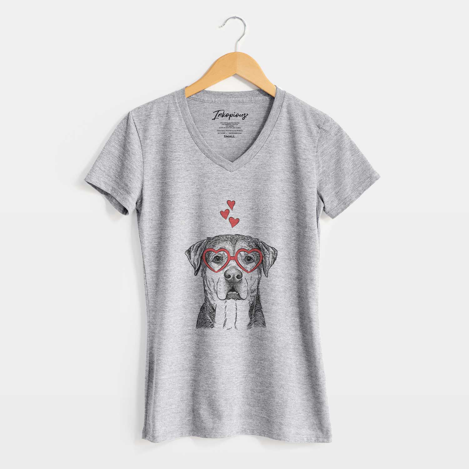 Valentine Gus the Rottweiler Mix - Women's V-neck Shirt