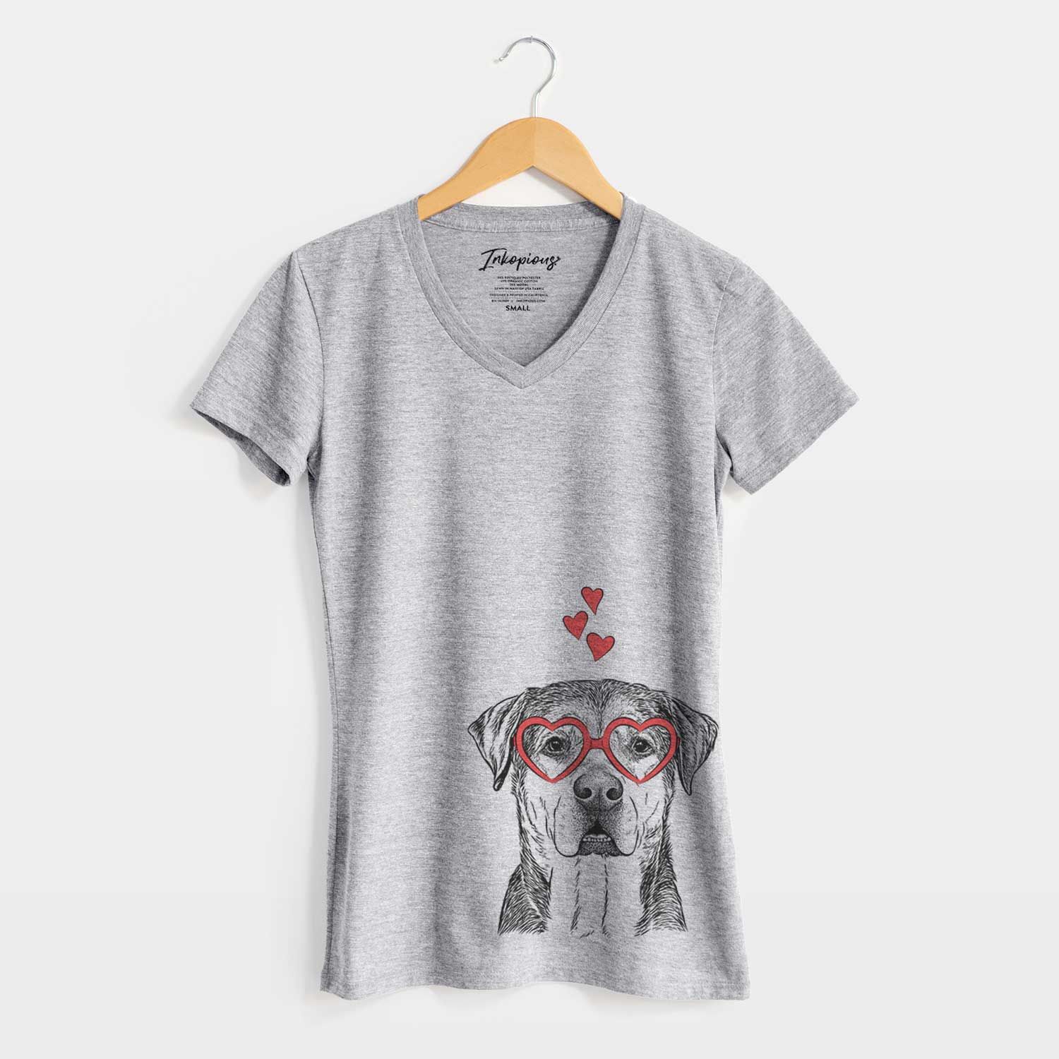 Valentine Gus the Rottweiler Mix - Women's V-neck Shirt