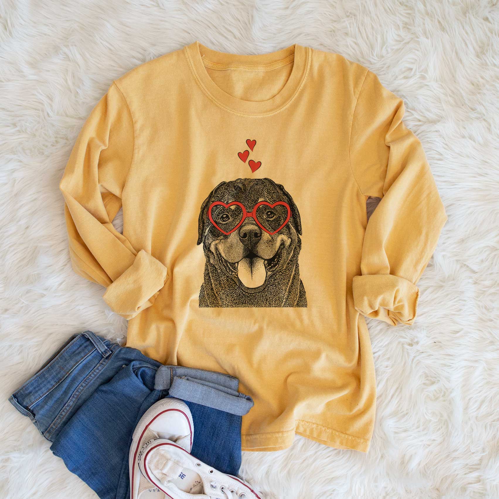 Valentine Hagan the Rottweiler - Heavyweight 100% Cotton Long Sleeve