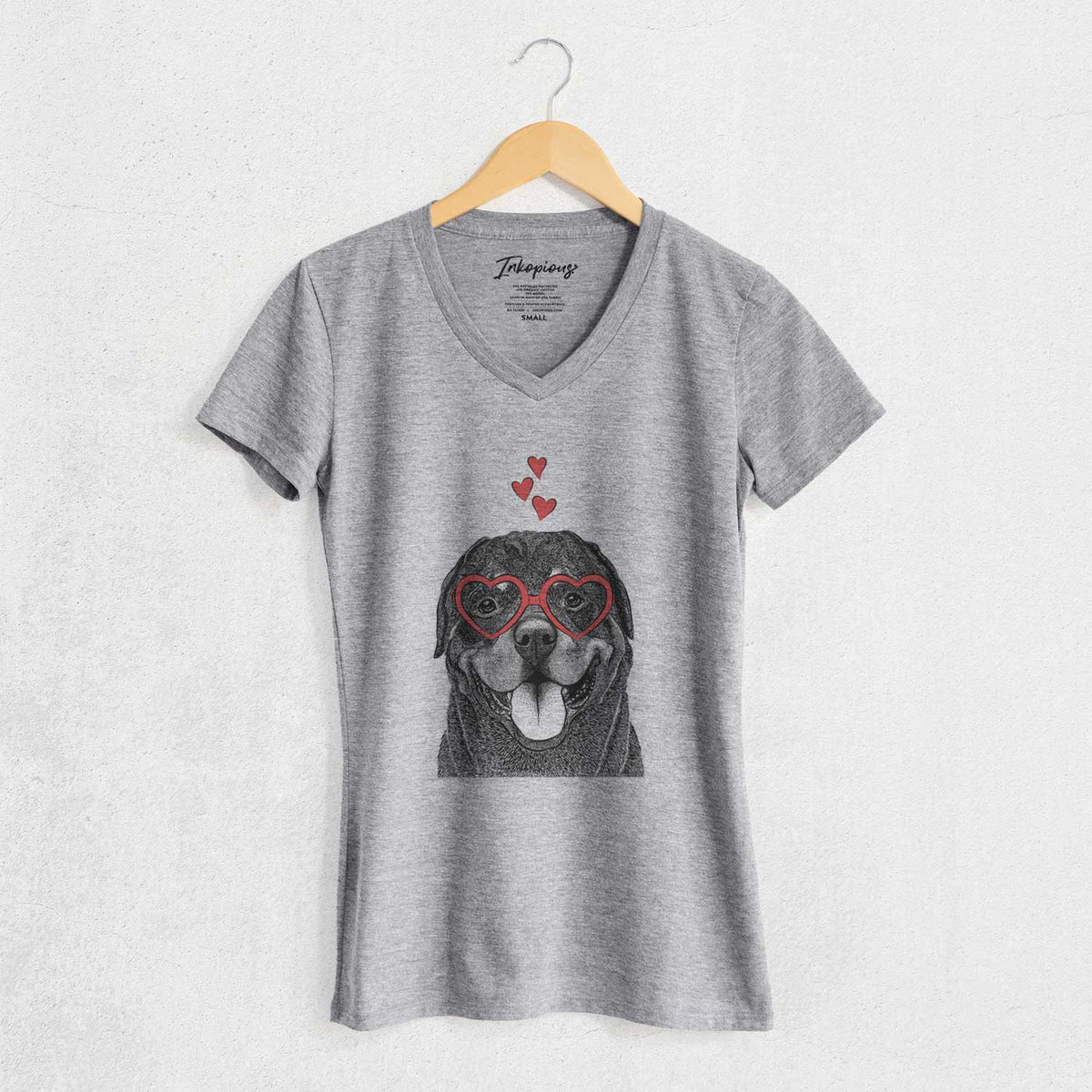 Valentine Hagan the Rottweiler - Women's V-neck Shirt