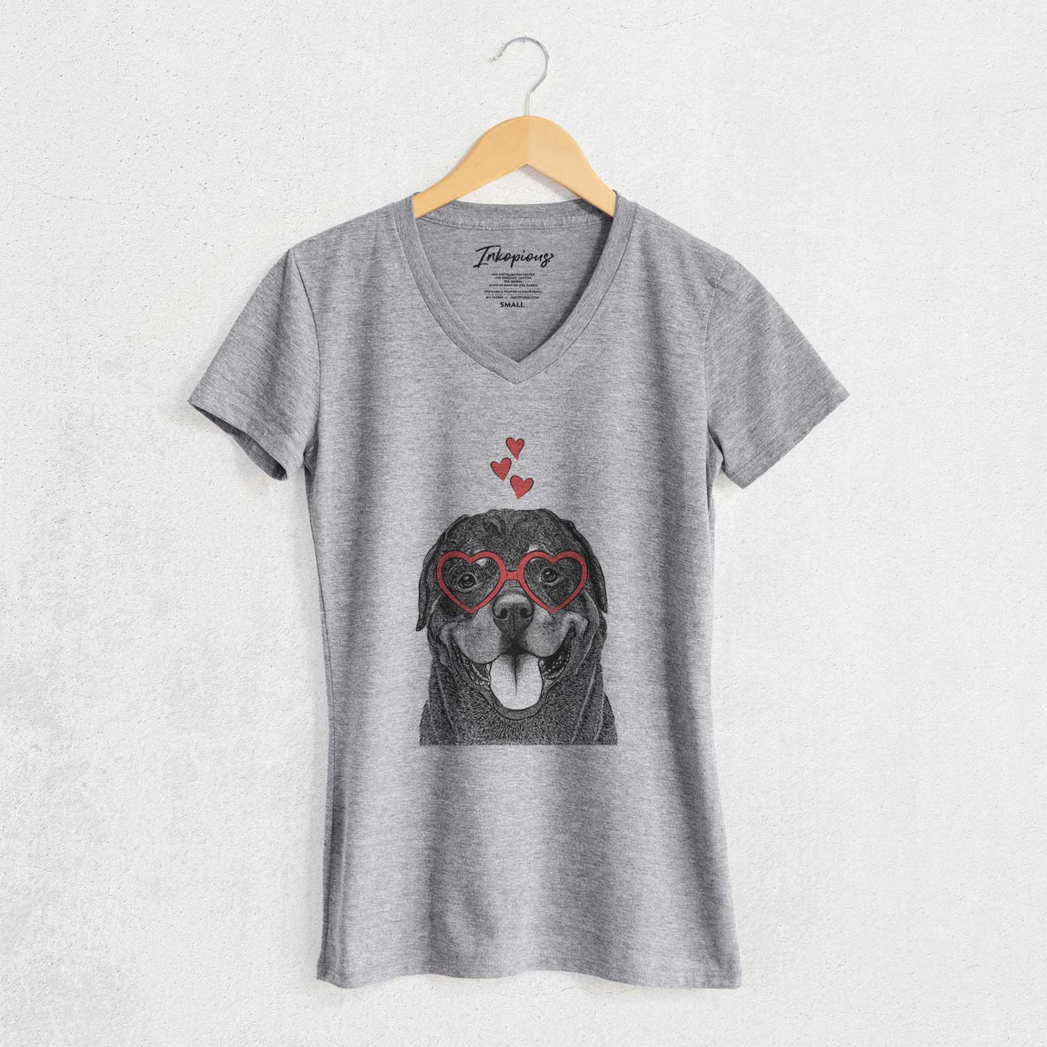 Valentine Hagan the Rottweiler - Women's V-neck Shirt