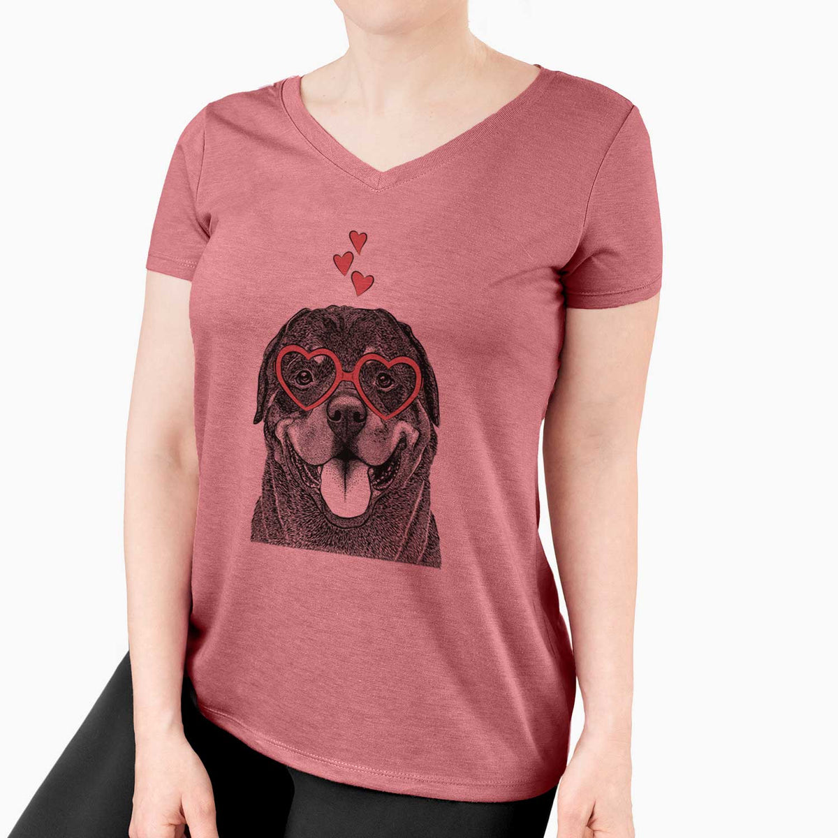 Valentine Hagan the Rottweiler - Women's V-neck Shirt