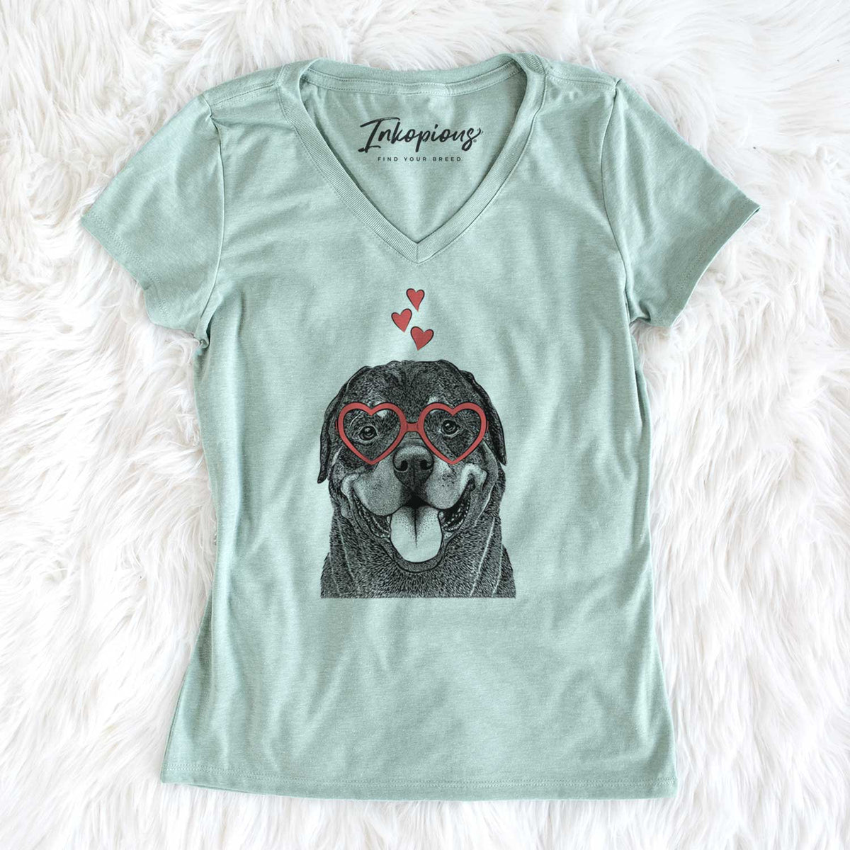 Valentine Hagan the Rottweiler - Women's V-neck Shirt