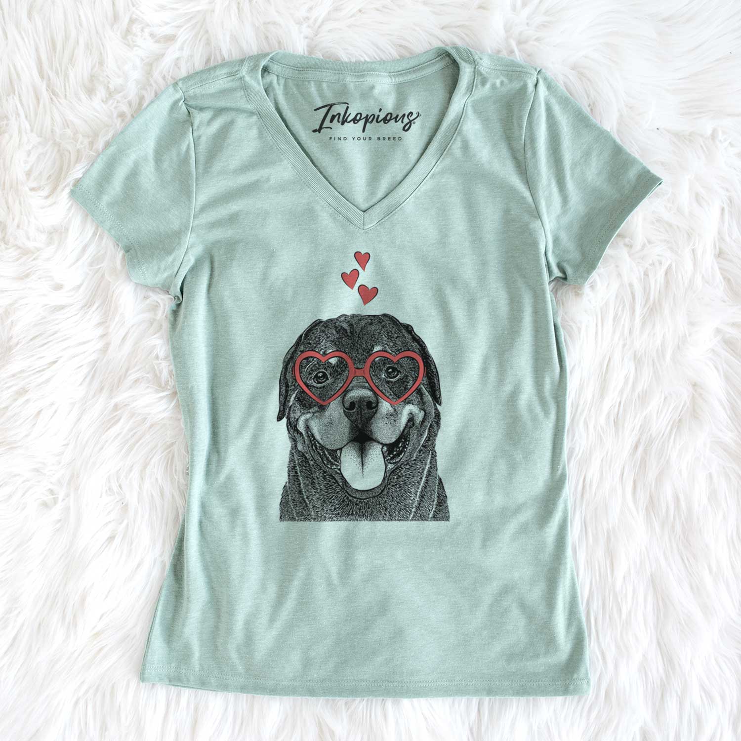 Valentine Hagan the Rottweiler - Women's V-neck Shirt