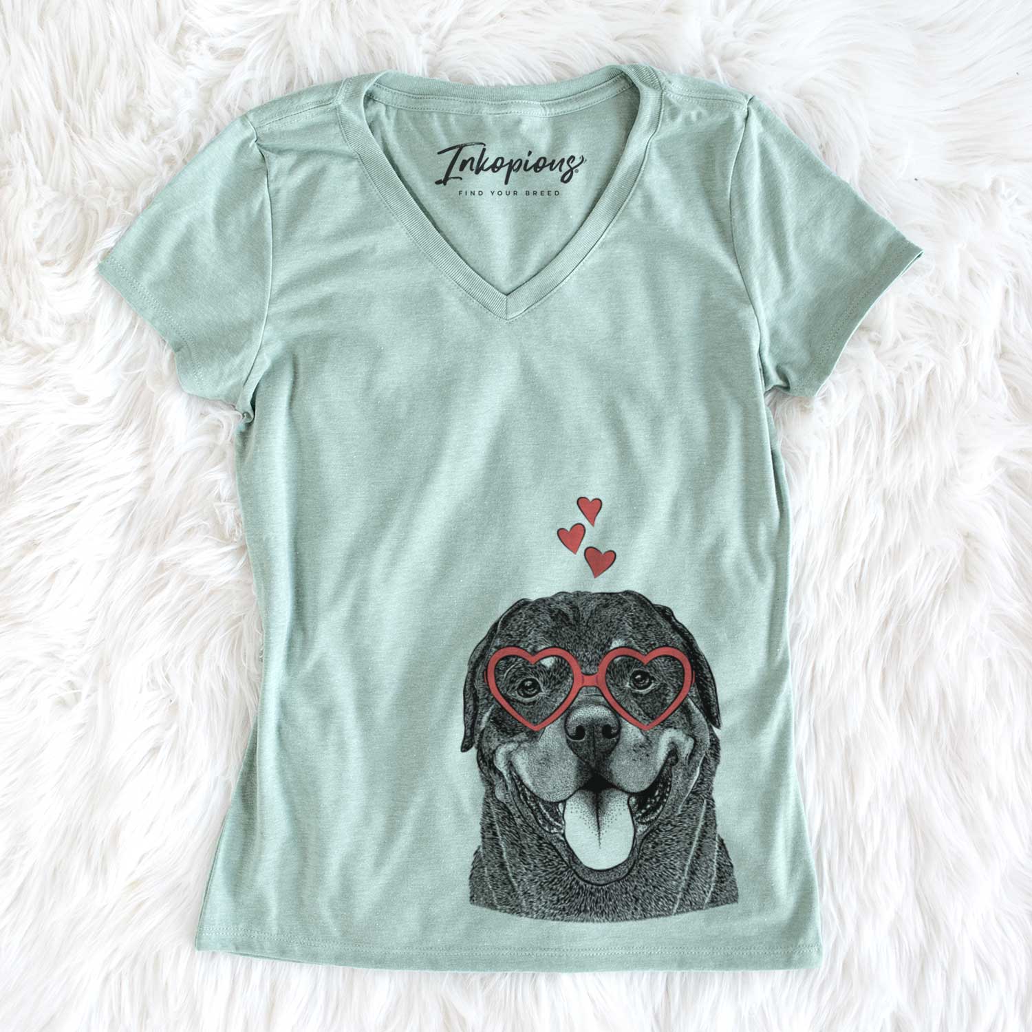 Valentine Hagan the Rottweiler - Women's V-neck Shirt