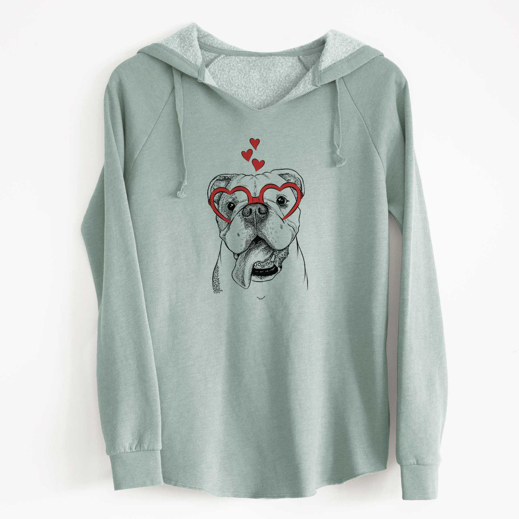 Valentine Hank the English Bulldog - Cali Wave Hooded Sweatshirt