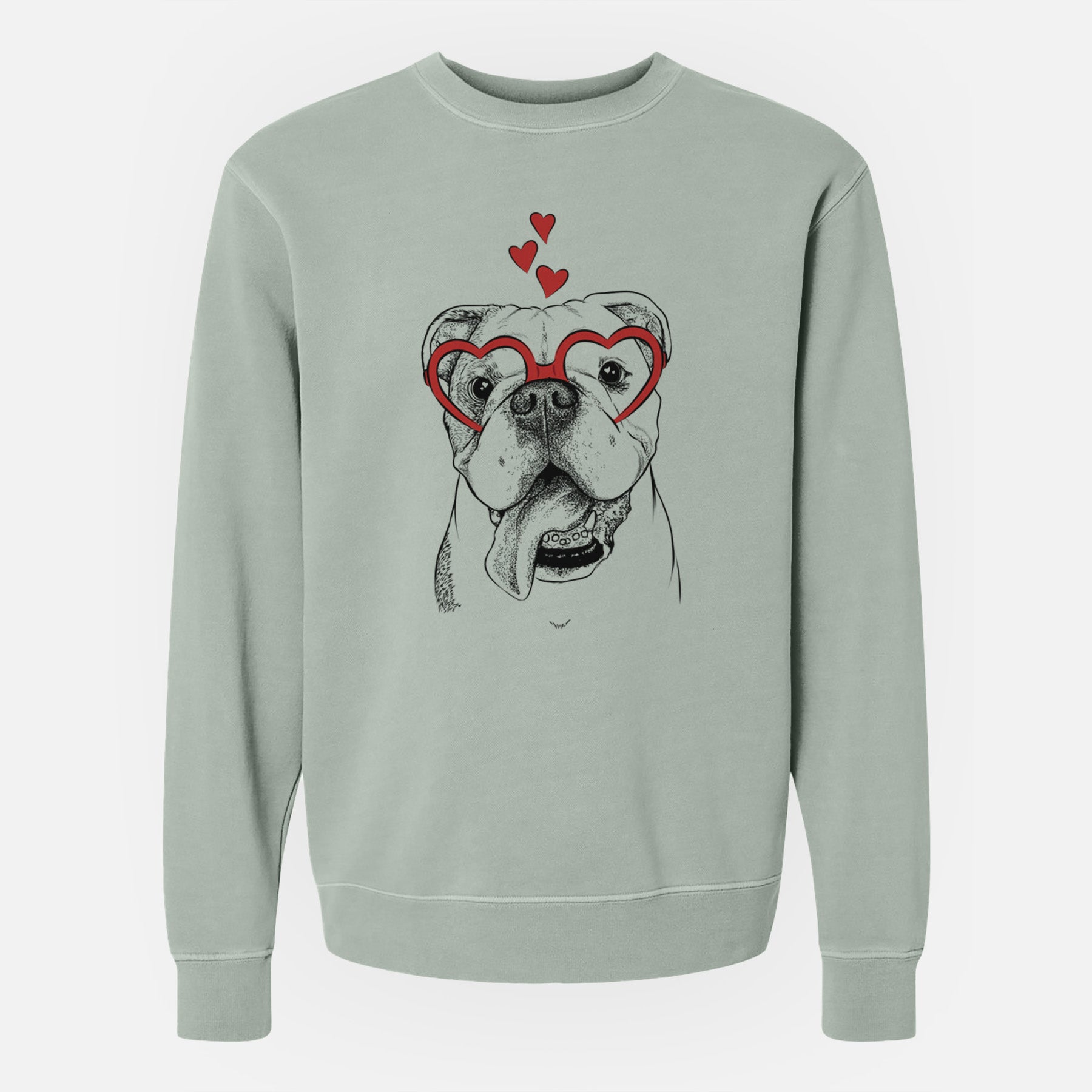 Valentine Hank the English Bulldog - Unisex Pigment Dyed Crew Sweatshirt