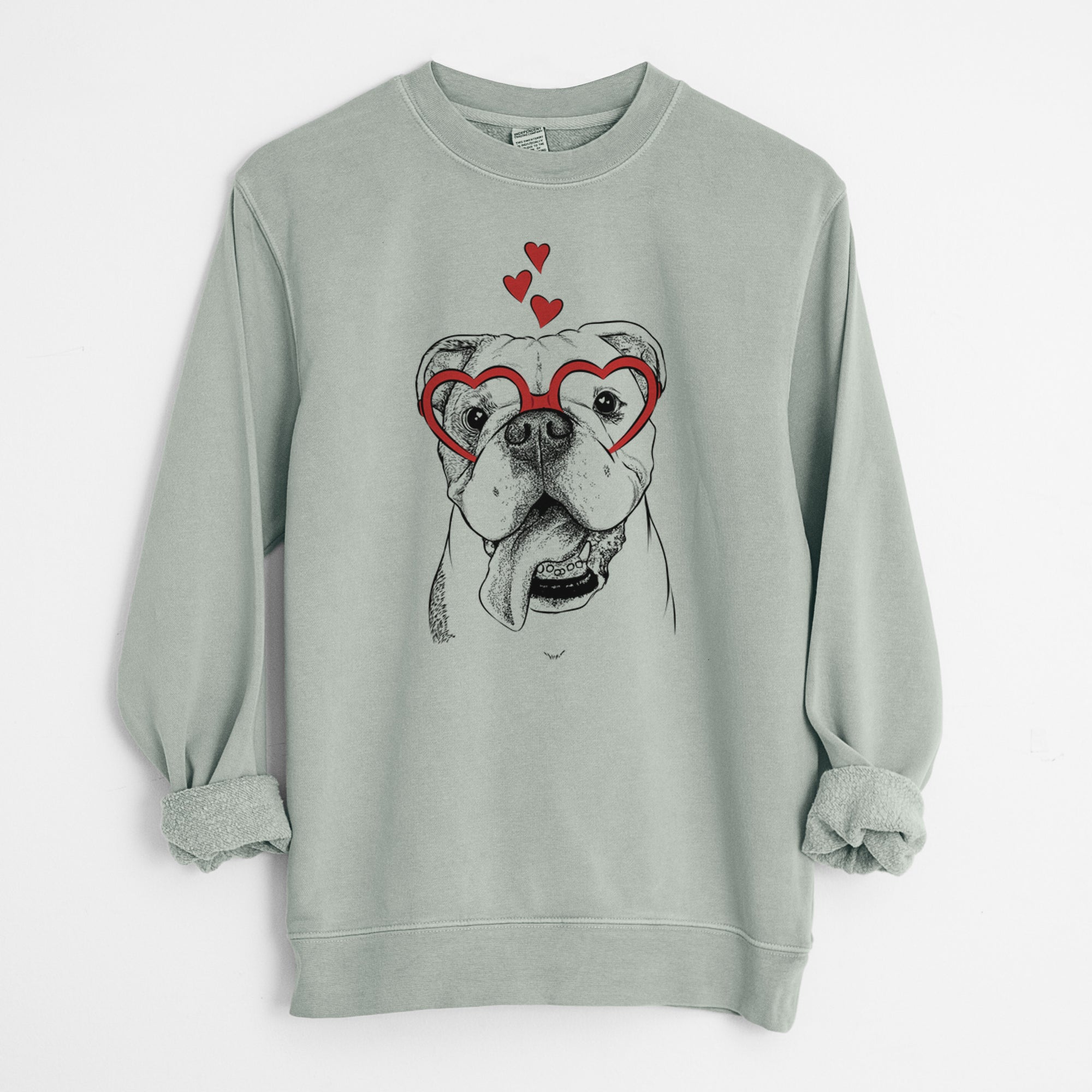 Valentine Hank the English Bulldog - Unisex Pigment Dyed Crew Sweatshirt