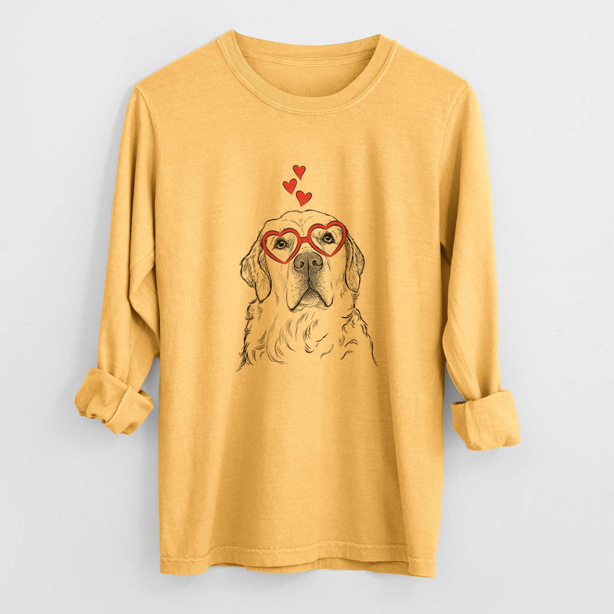 Valentine Hank the Irish Cream Golden Retriever - Heavyweight 100% Cotton Long Sleeve