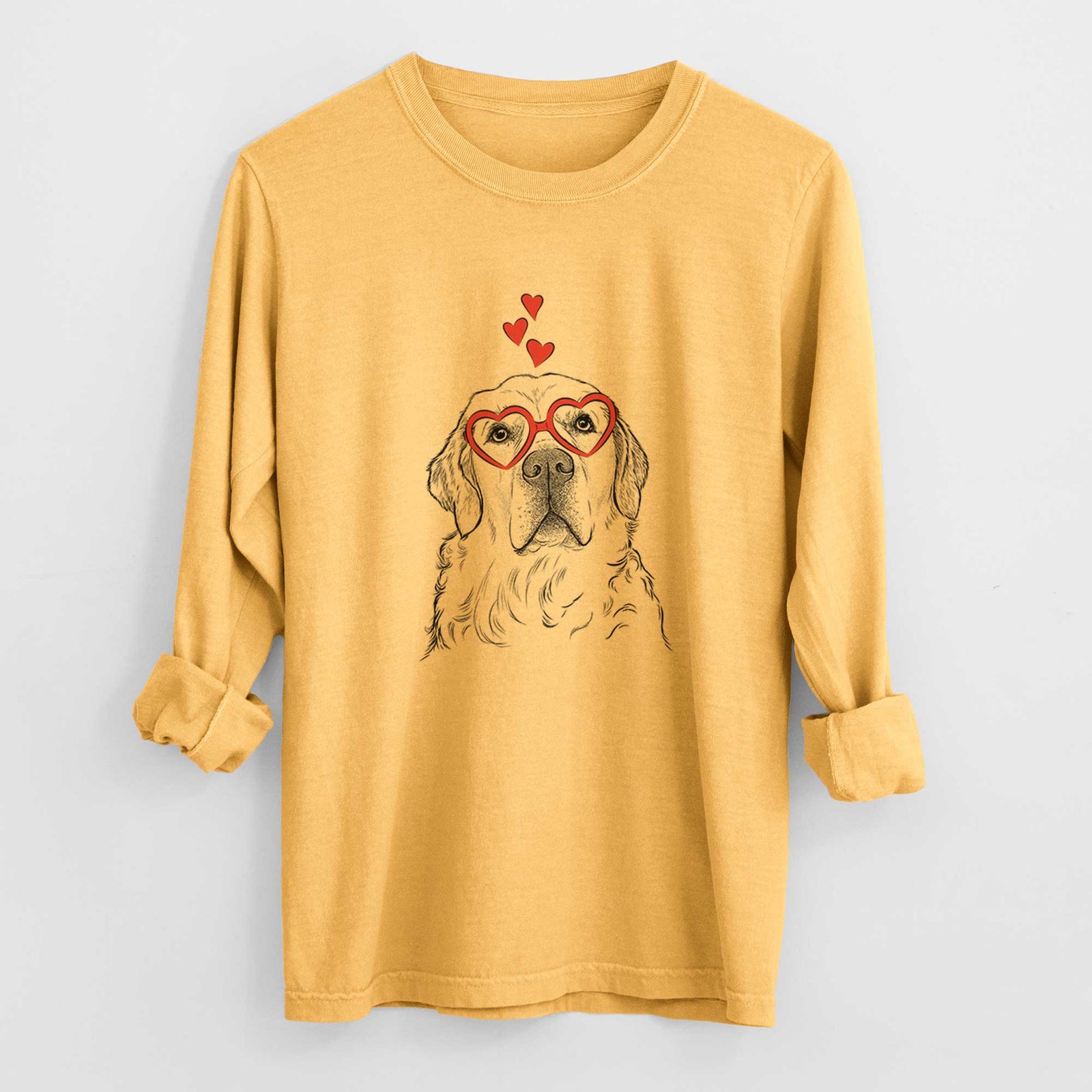 Valentine Hank the Irish Cream Golden Retriever - Heavyweight 100% Cotton Long Sleeve
