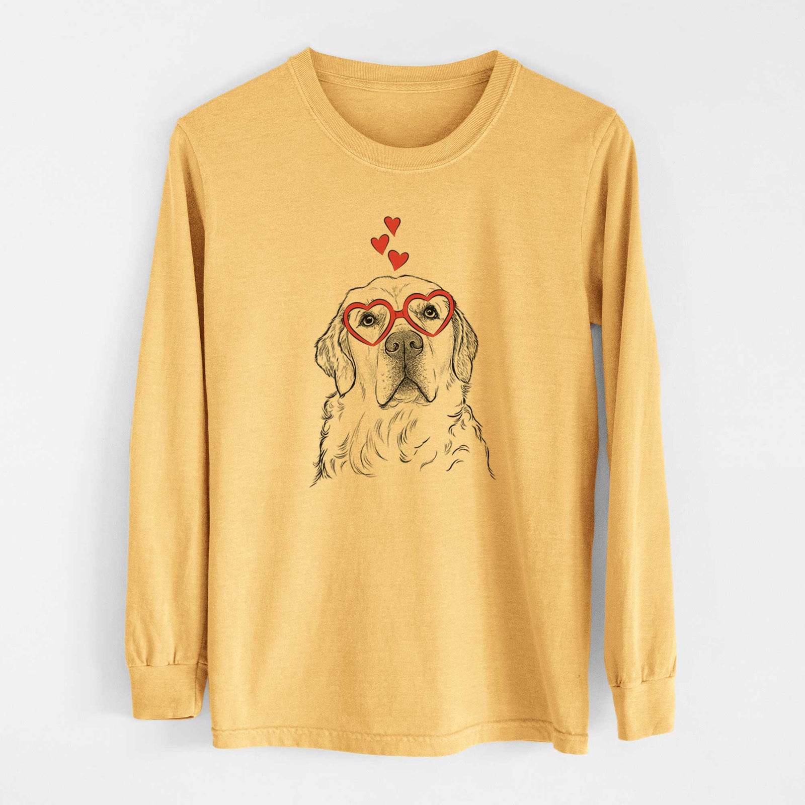 Valentine Hank the Irish Cream Golden Retriever - Heavyweight 100% Cotton Long Sleeve