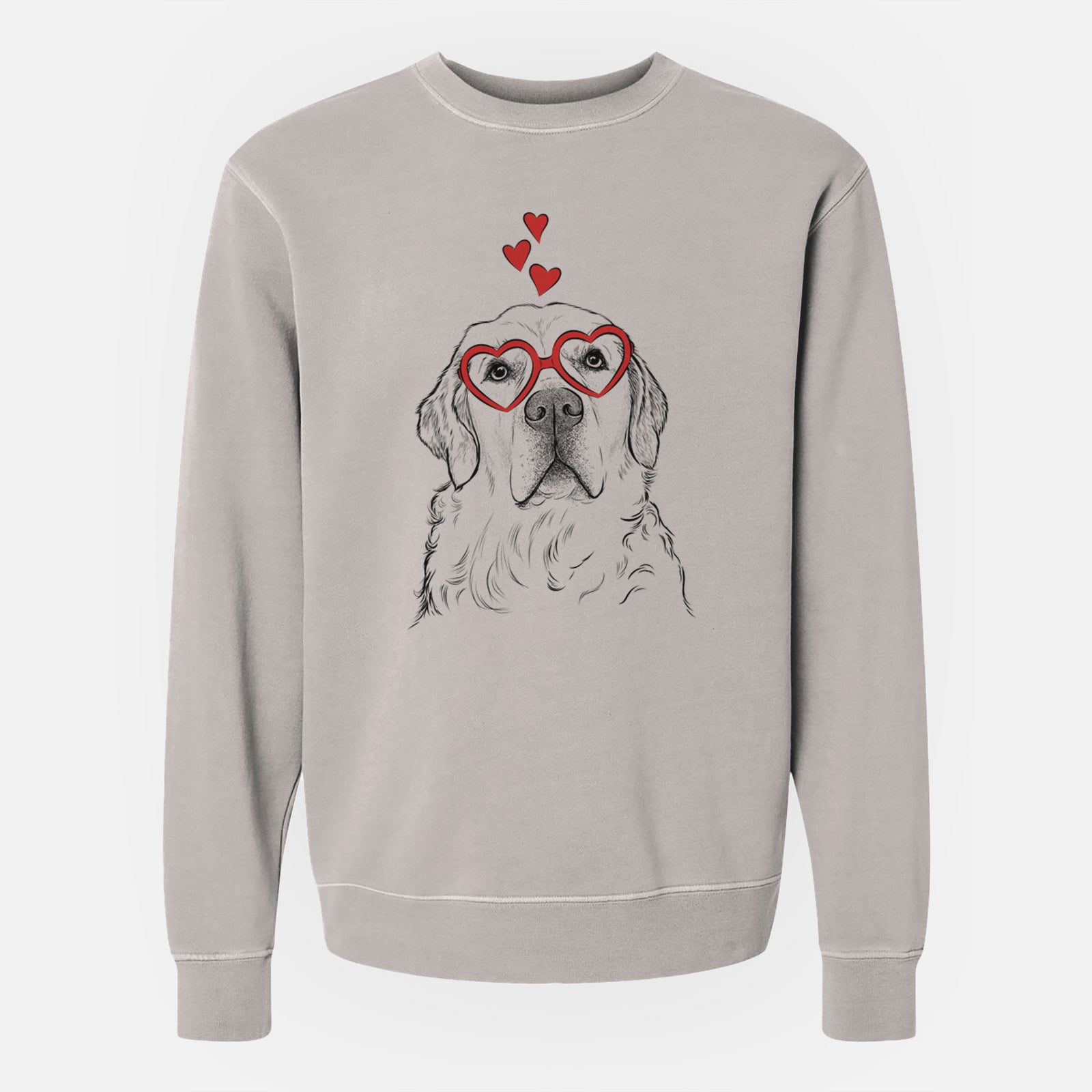 Valentine Hank the Irish Cream Golden Retriever - Unisex Pigment Dyed Crew Sweatshirt