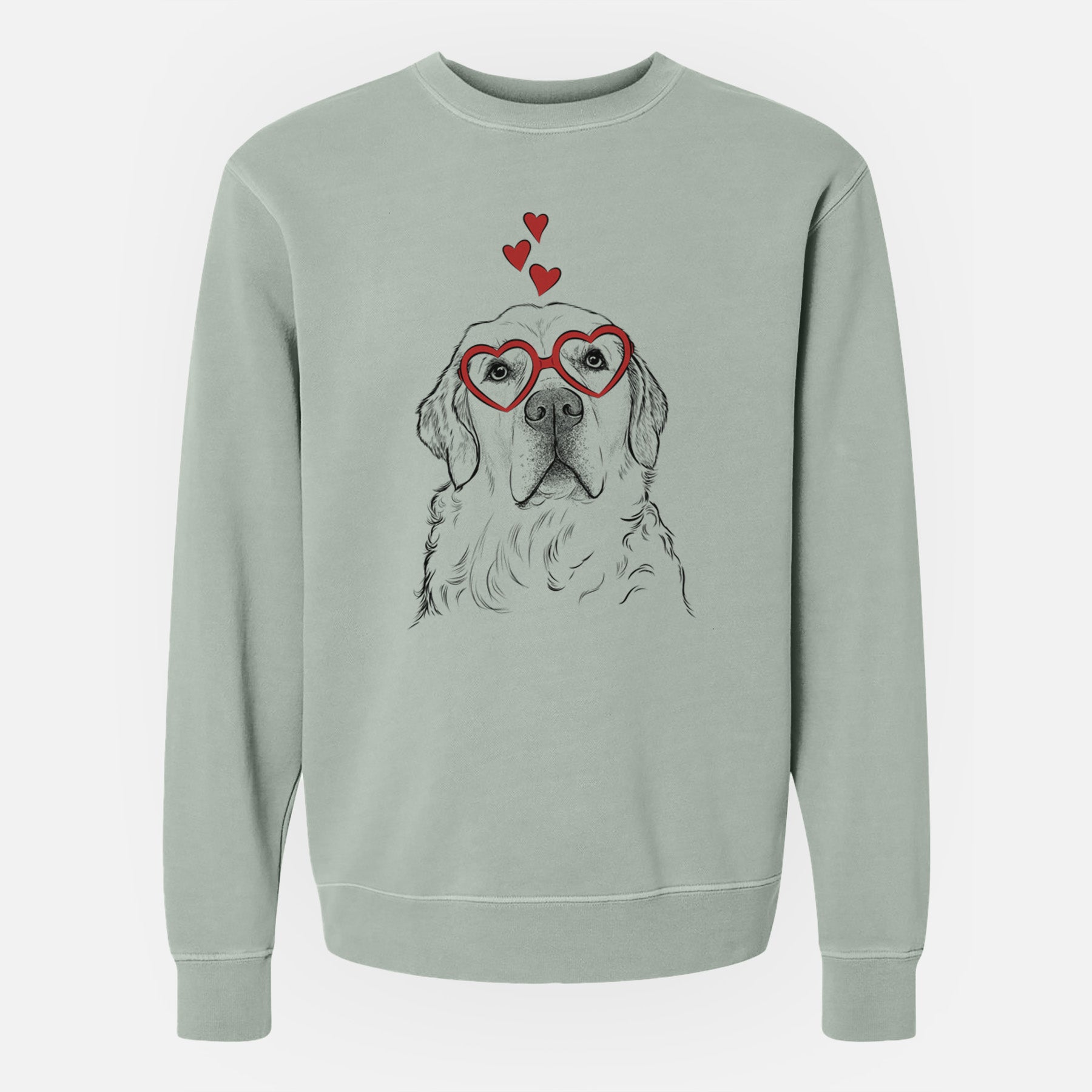 Valentine Hank the Irish Cream Golden Retriever - Unisex Pigment Dyed Crew Sweatshirt