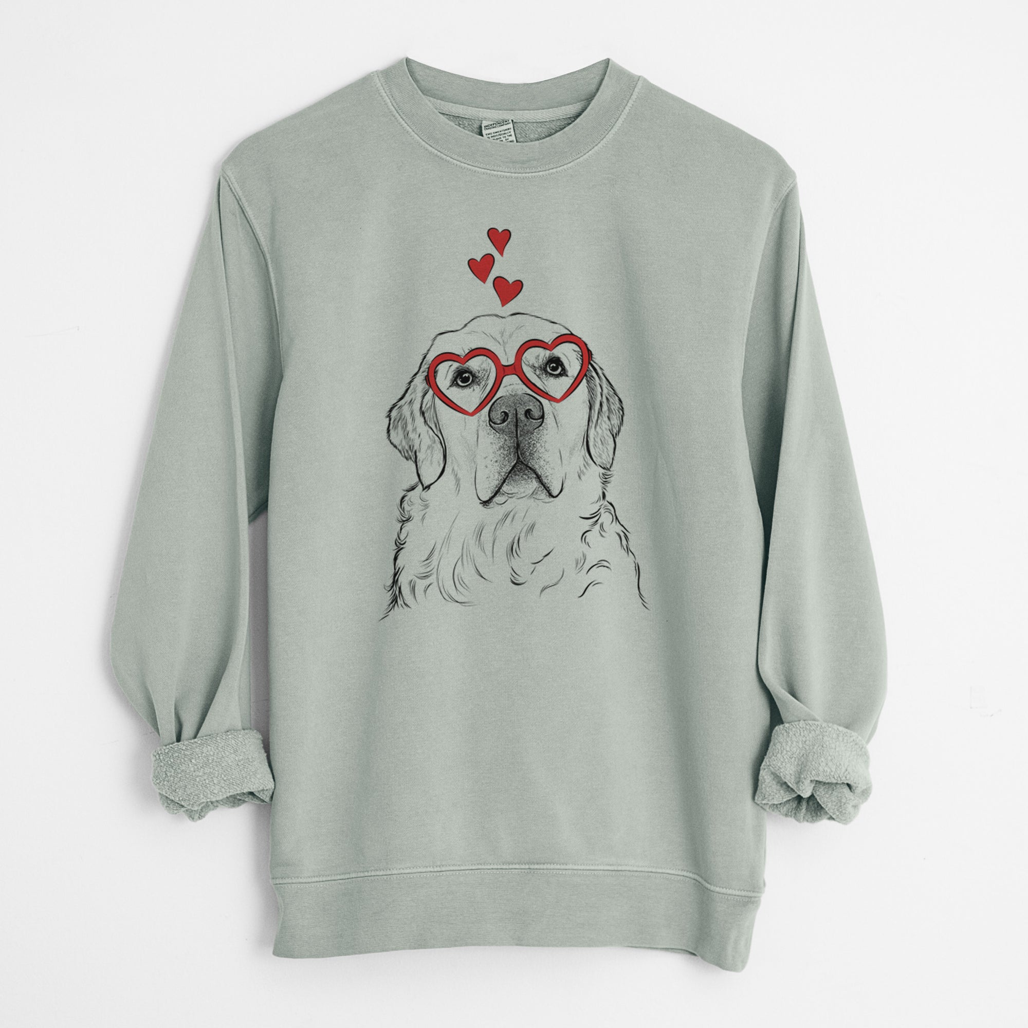 Valentine Hank the Irish Cream Golden Retriever - Unisex Pigment Dyed Crew Sweatshirt