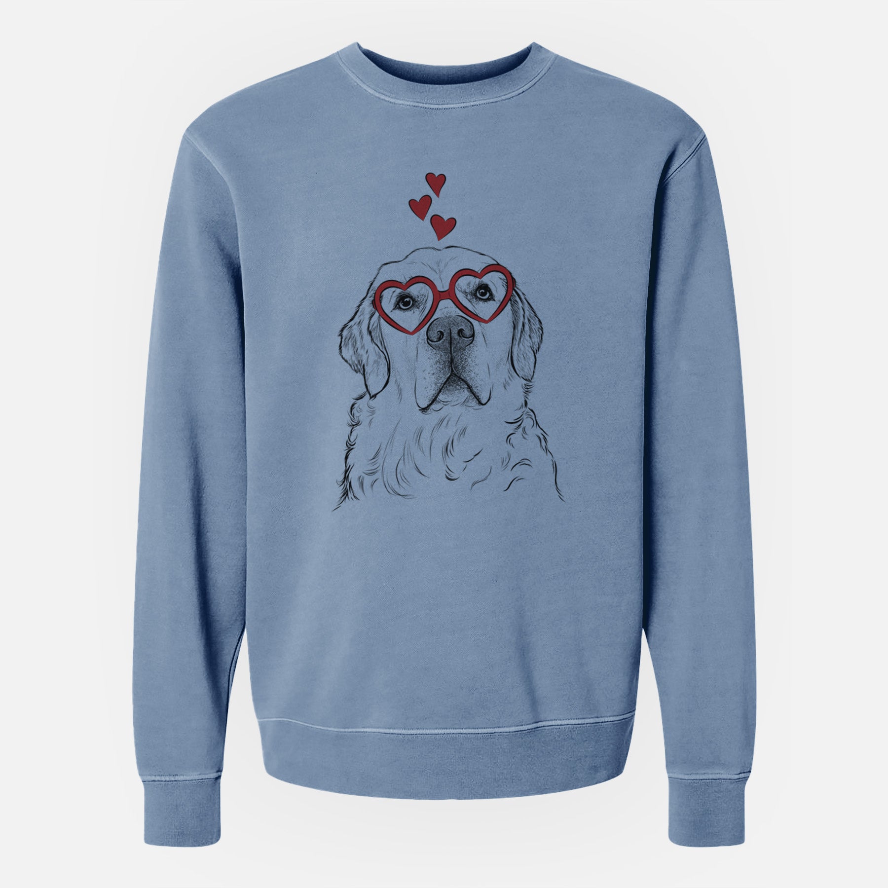 Valentine Hank the Irish Cream Golden Retriever - Unisex Pigment Dyed Crew Sweatshirt