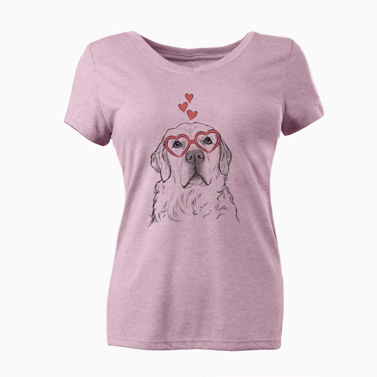 Valentine Hank the Irish Cream Golden Retriever - Women's V-neck Shirt