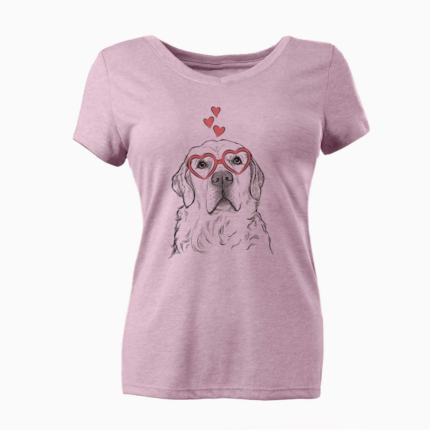 Valentine Hank the Irish Cream Golden Retriever - Women's V-neck Shirt