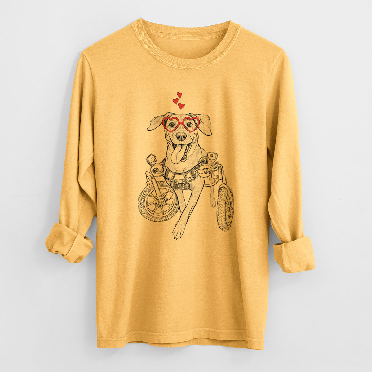 Valentine Hannah the Pitbull Mix - Heavyweight 100% Cotton Long Sleeve