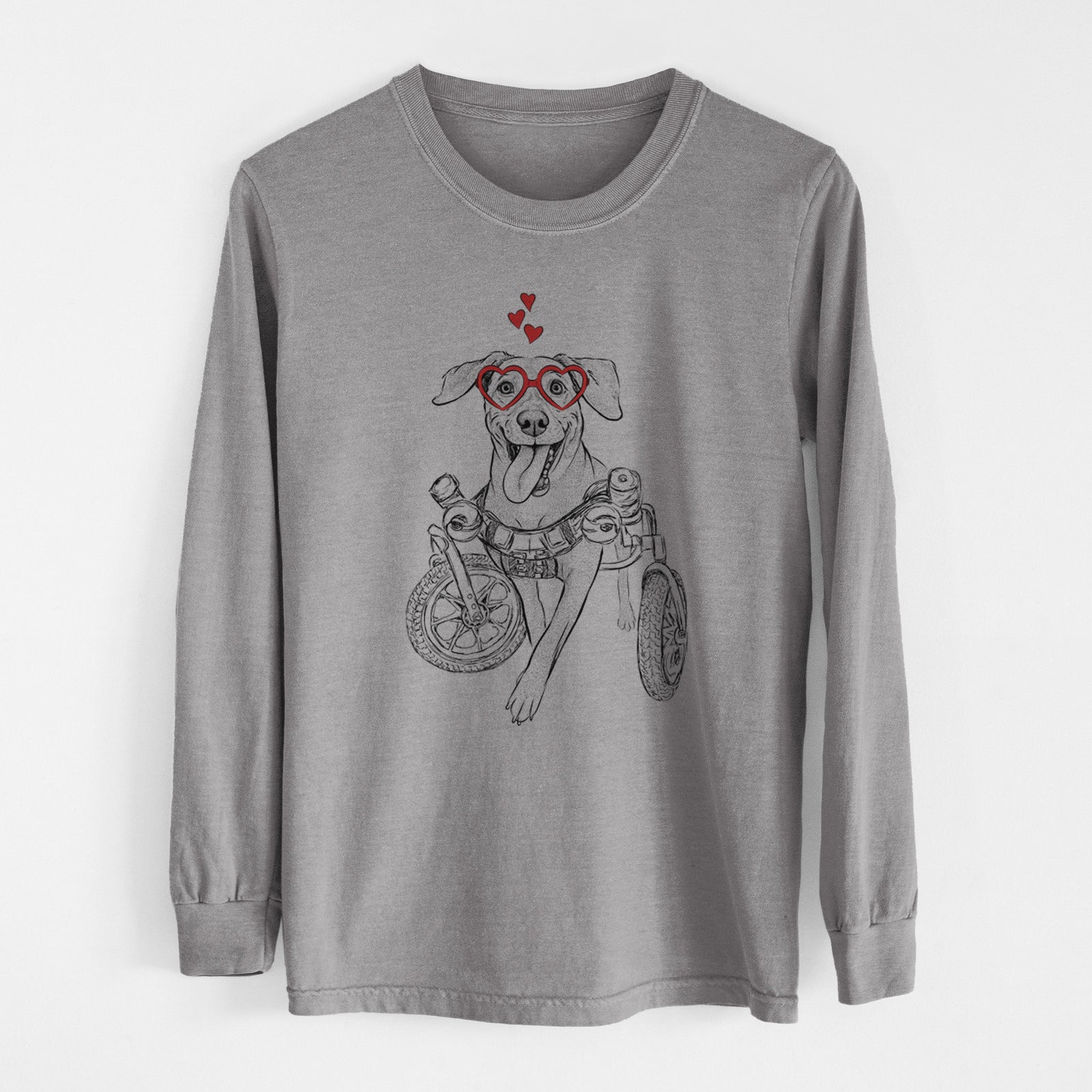 Valentine Hannah the Pitbull Mix - Heavyweight 100% Cotton Long Sleeve