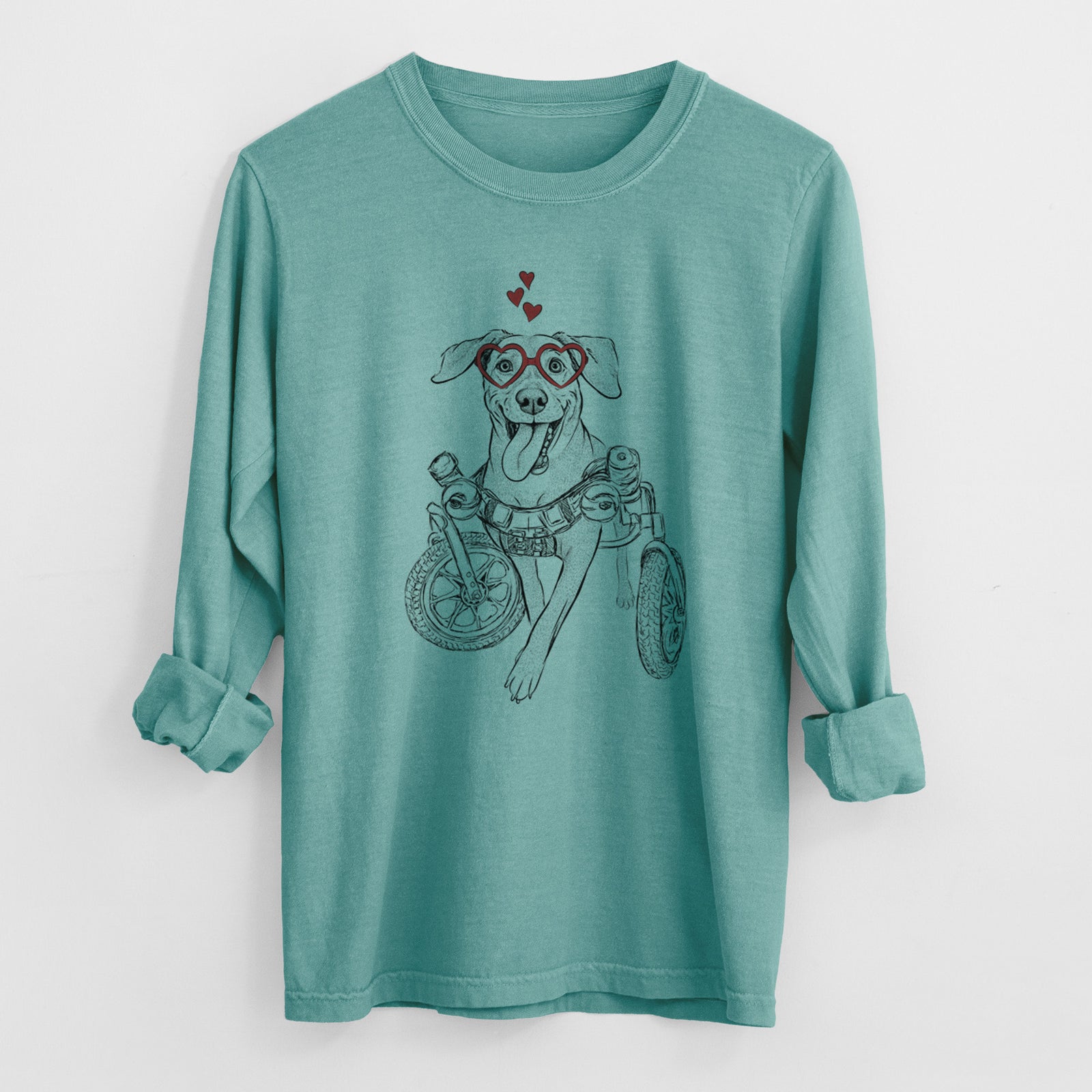 Valentine Hannah the Pitbull Mix - Heavyweight 100% Cotton Long Sleeve