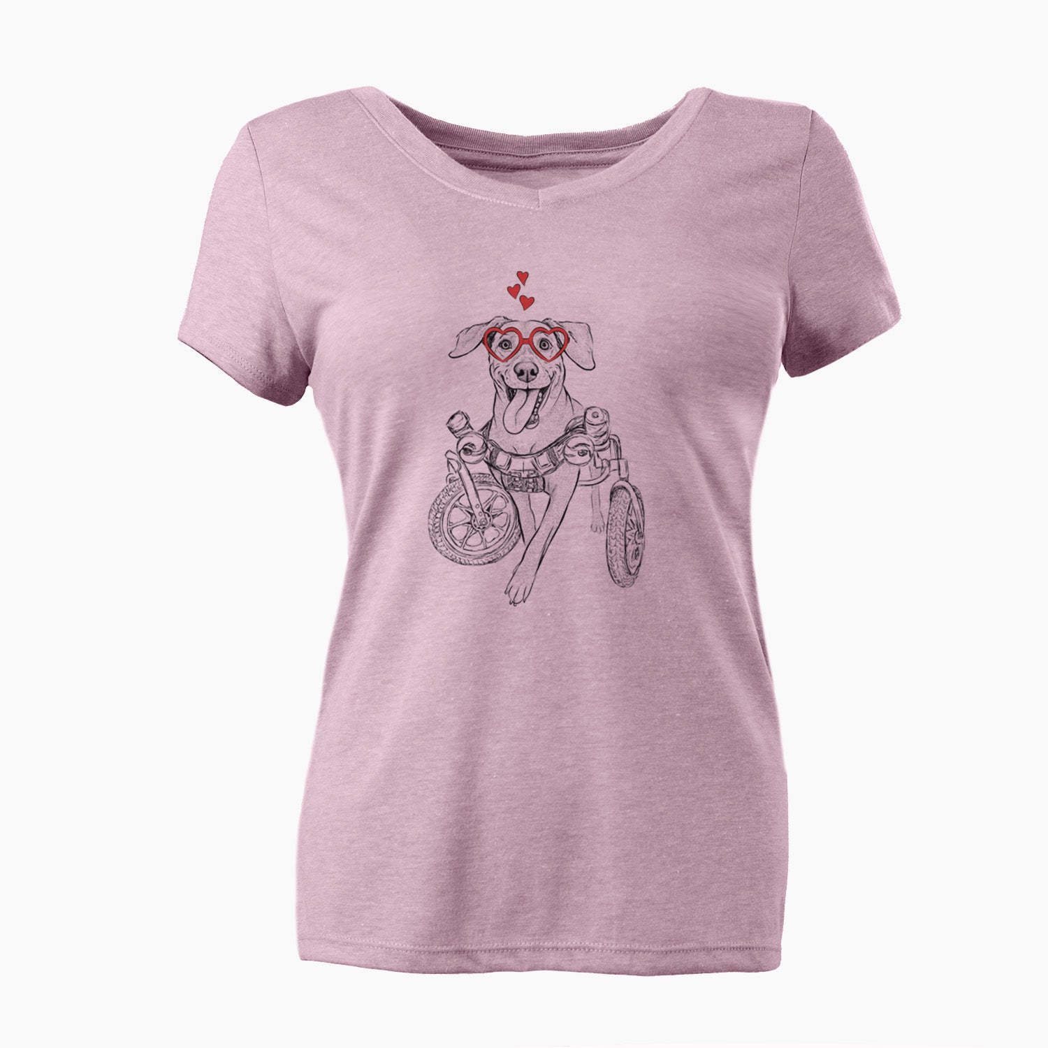 Valentine Hannah the Pitbull Mix - Women's Perfect V-neck Shirt