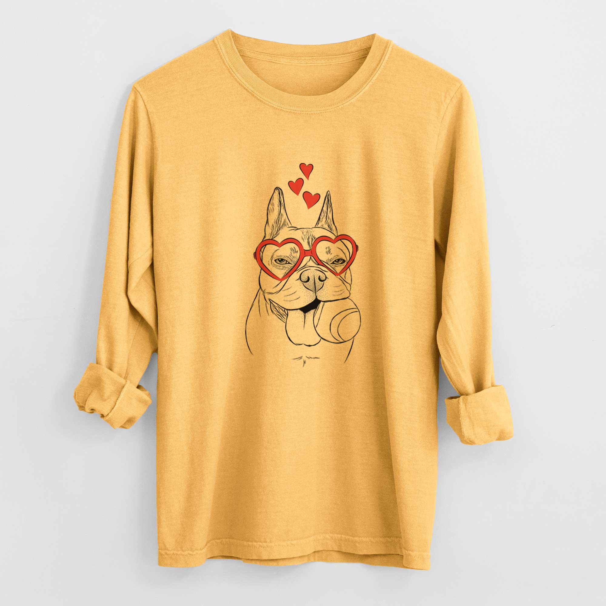 Valentine Happy Franco the French Bulldog - Heavyweight 100% Cotton Long Sleeve