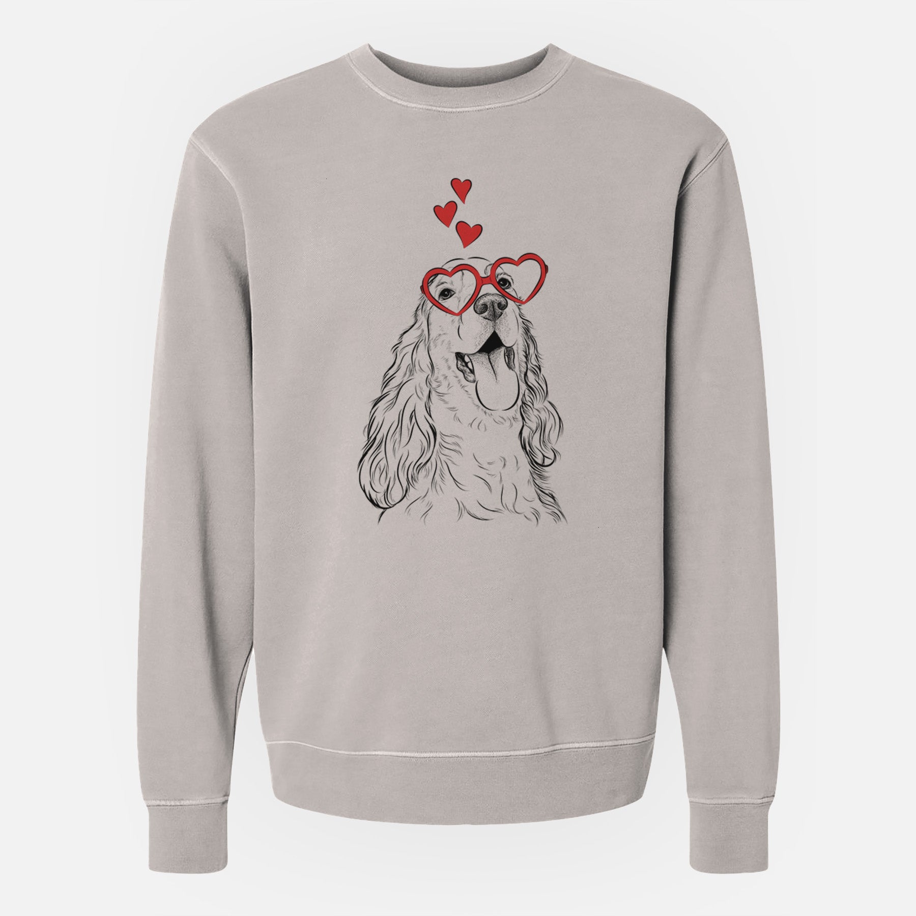 Valentine Happy Henry the English Cocker Spaniel - Unisex Pigment Dyed Crew Sweatshirt