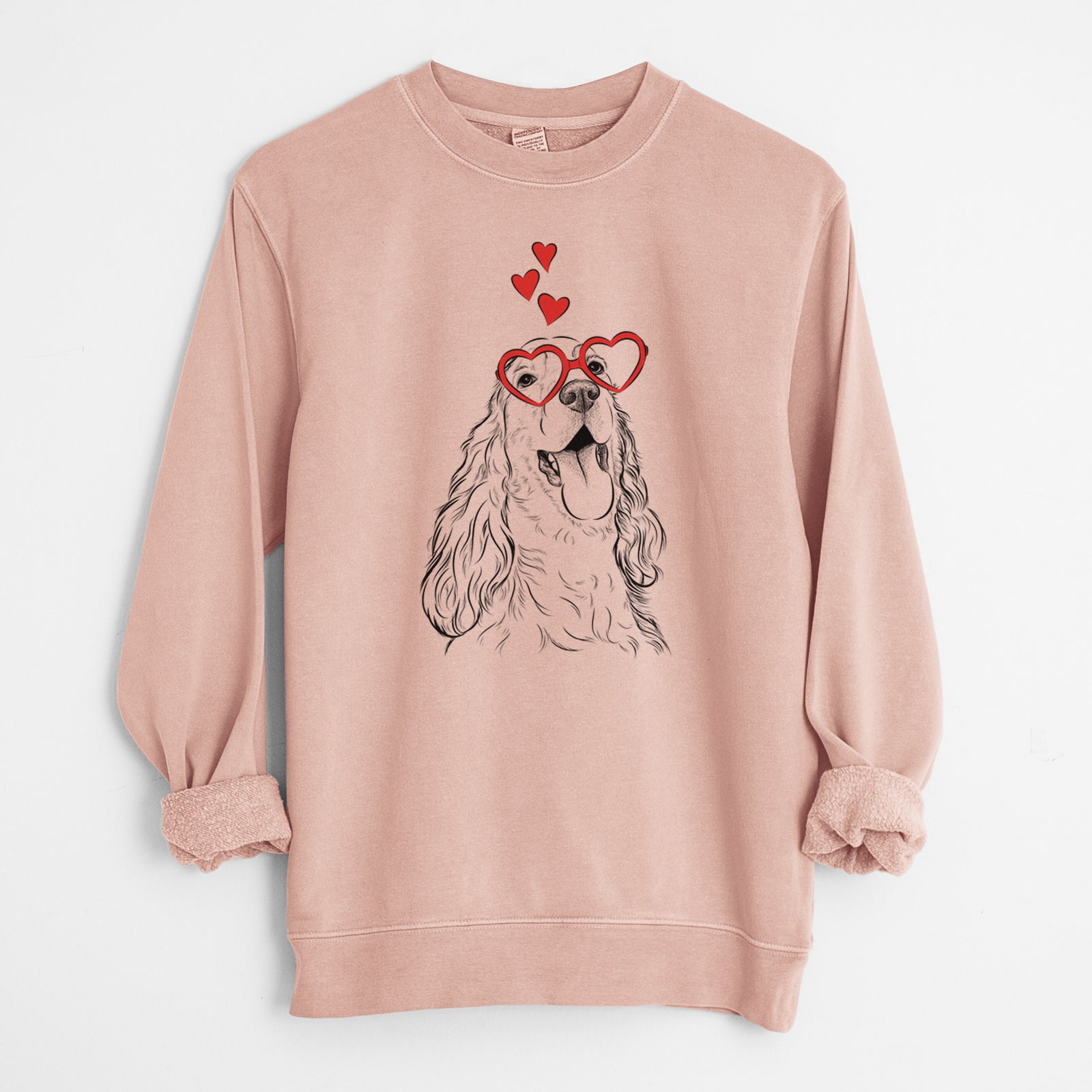 Valentine Happy Henry the English Cocker Spaniel - Unisex Pigment Dyed Crew Sweatshirt