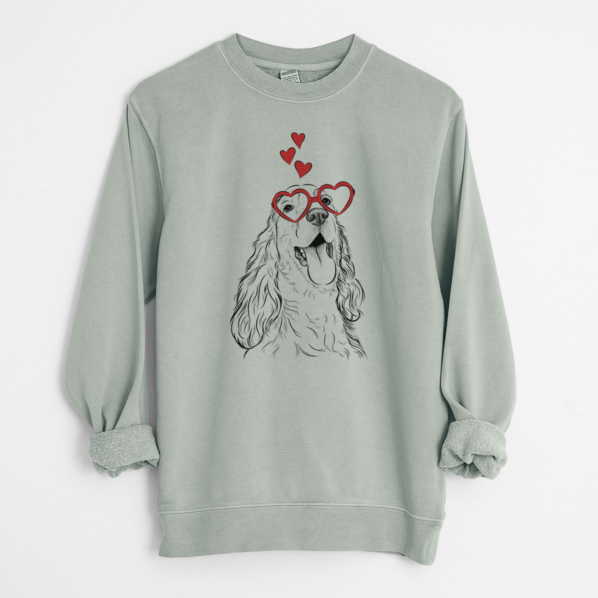 Valentine Happy Henry the English Cocker Spaniel - Unisex Pigment Dyed Crew Sweatshirt