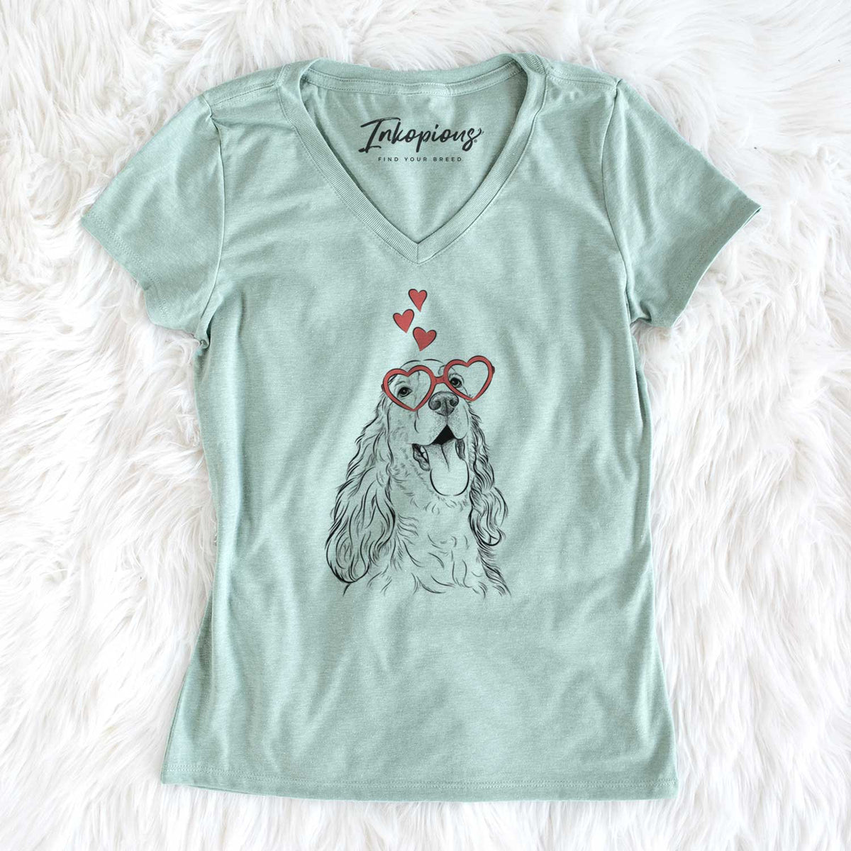 Valentine Happy Henry the English Cocker Spaniel - Women's V-neck Shirt