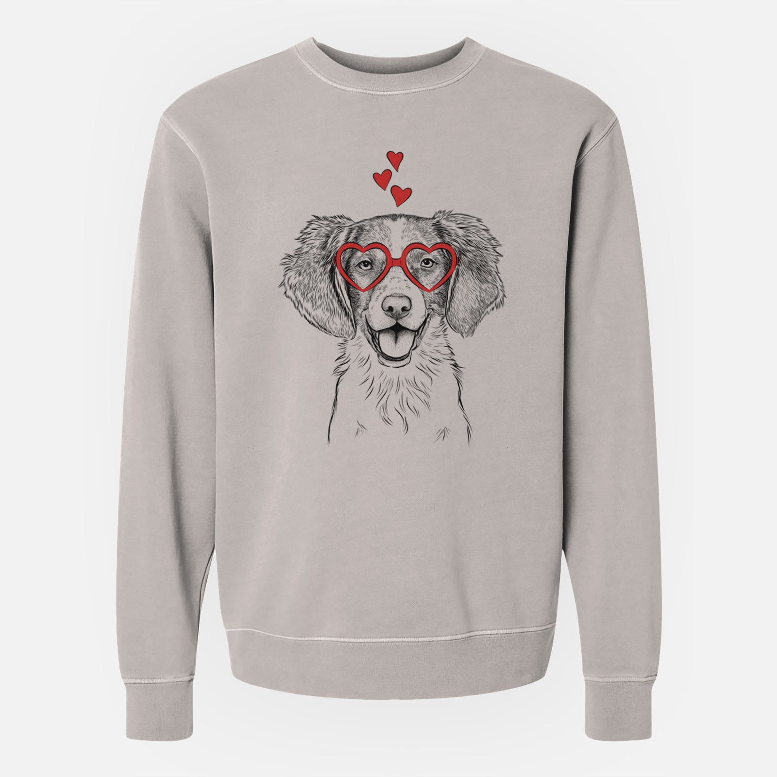 Valentine Happy Holly the Brittany Spaniel - Unisex Pigment Dyed Crew Sweatshirt
