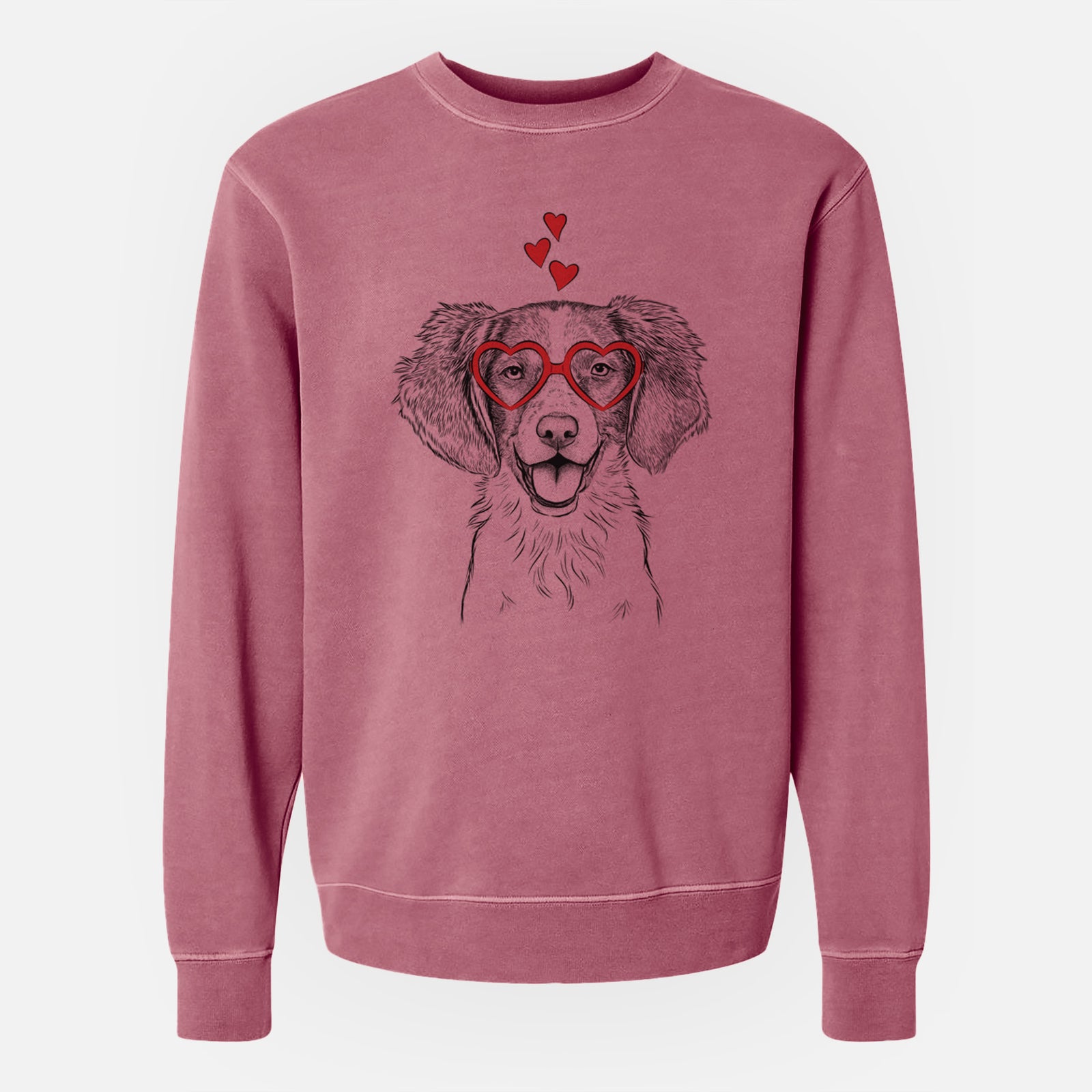 Valentine Happy Holly the Brittany Spaniel - Unisex Pigment Dyed Crew Sweatshirt