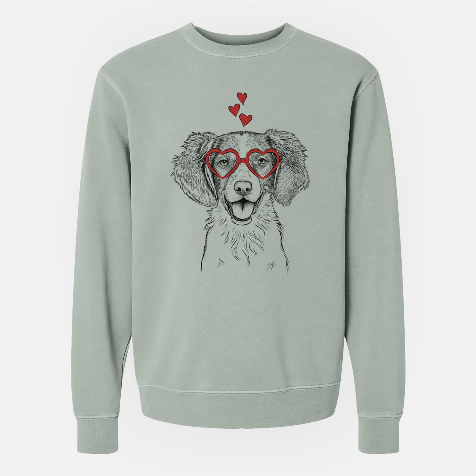 Valentine Happy Holly the Brittany Spaniel - Unisex Pigment Dyed Crew Sweatshirt