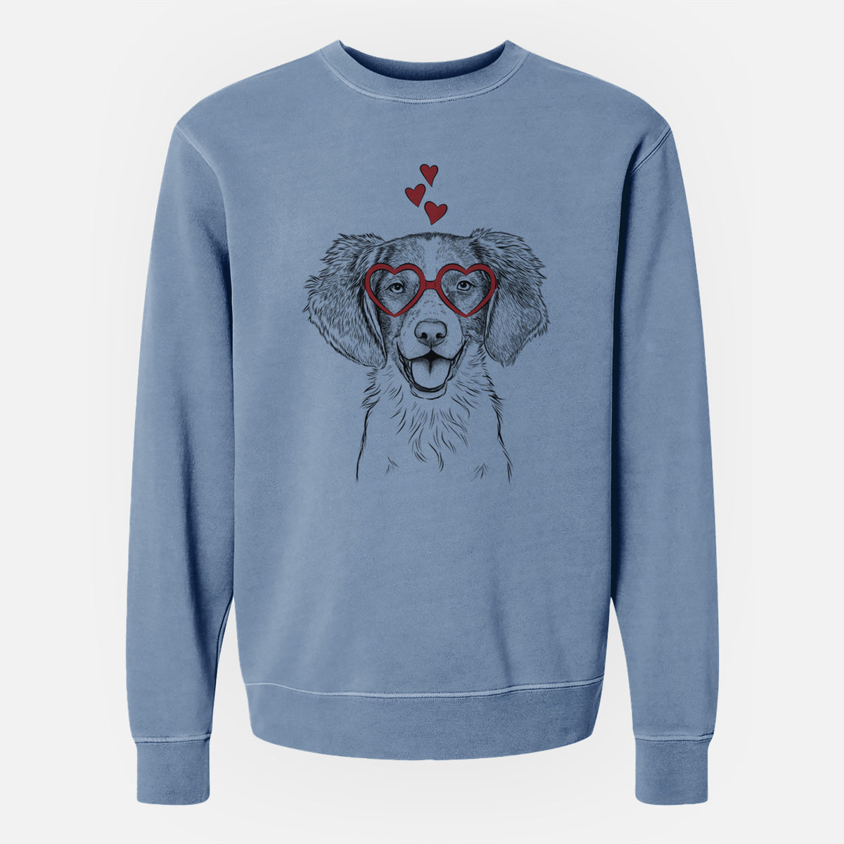 Valentine Happy Holly the Brittany Spaniel - Unisex Pigment Dyed Crew Sweatshirt