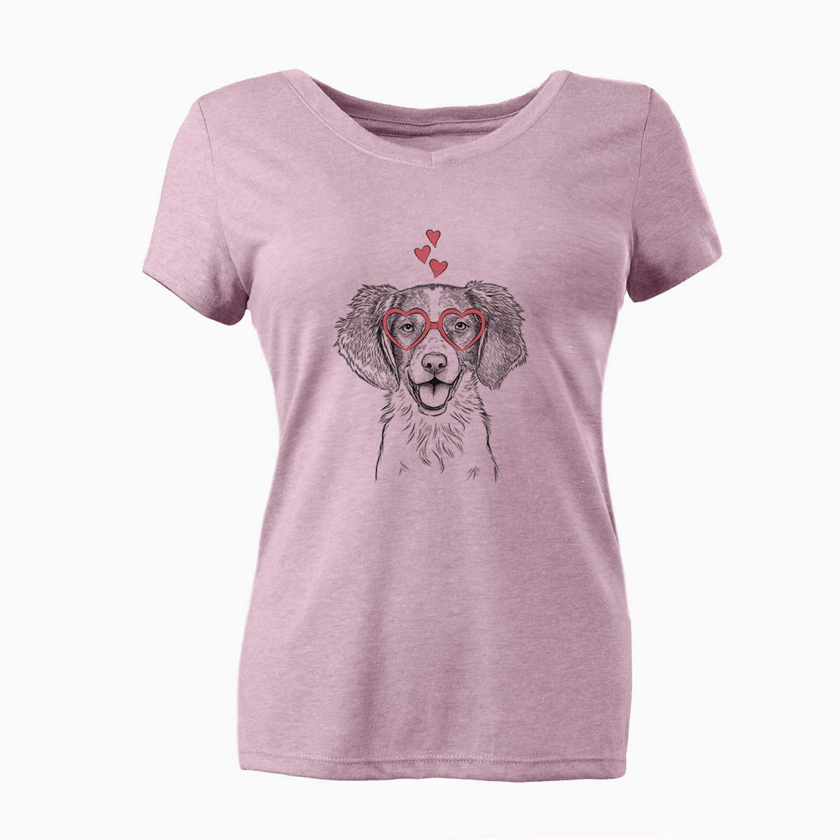Valentine Happy Holly the Brittany Spaniel - Women's V-neck Shirt