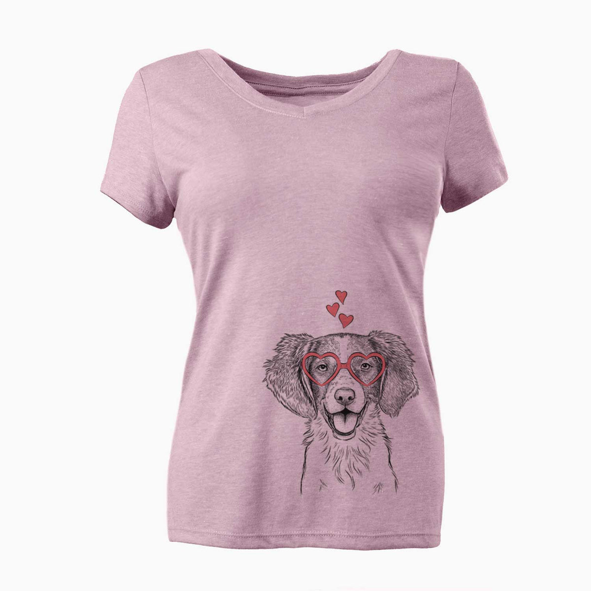 Valentine Happy Holly the Brittany Spaniel - Women's V-neck Shirt