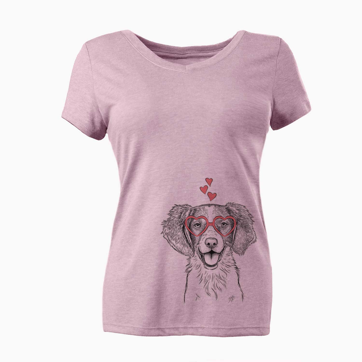 Valentine Happy Holly the Brittany Spaniel - Women's V-neck Shirt